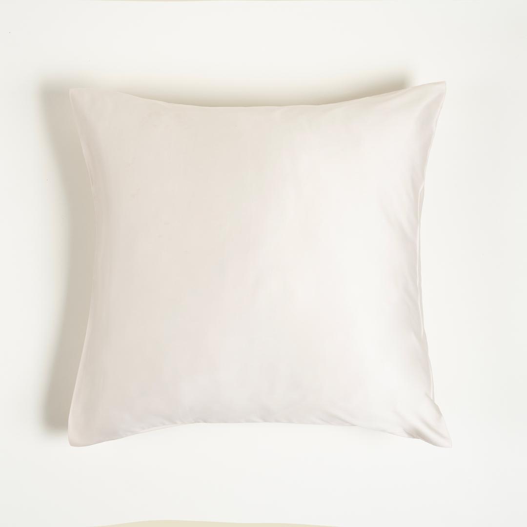 Solıd Krem Pamuk Saten Yastık Kılıfı
