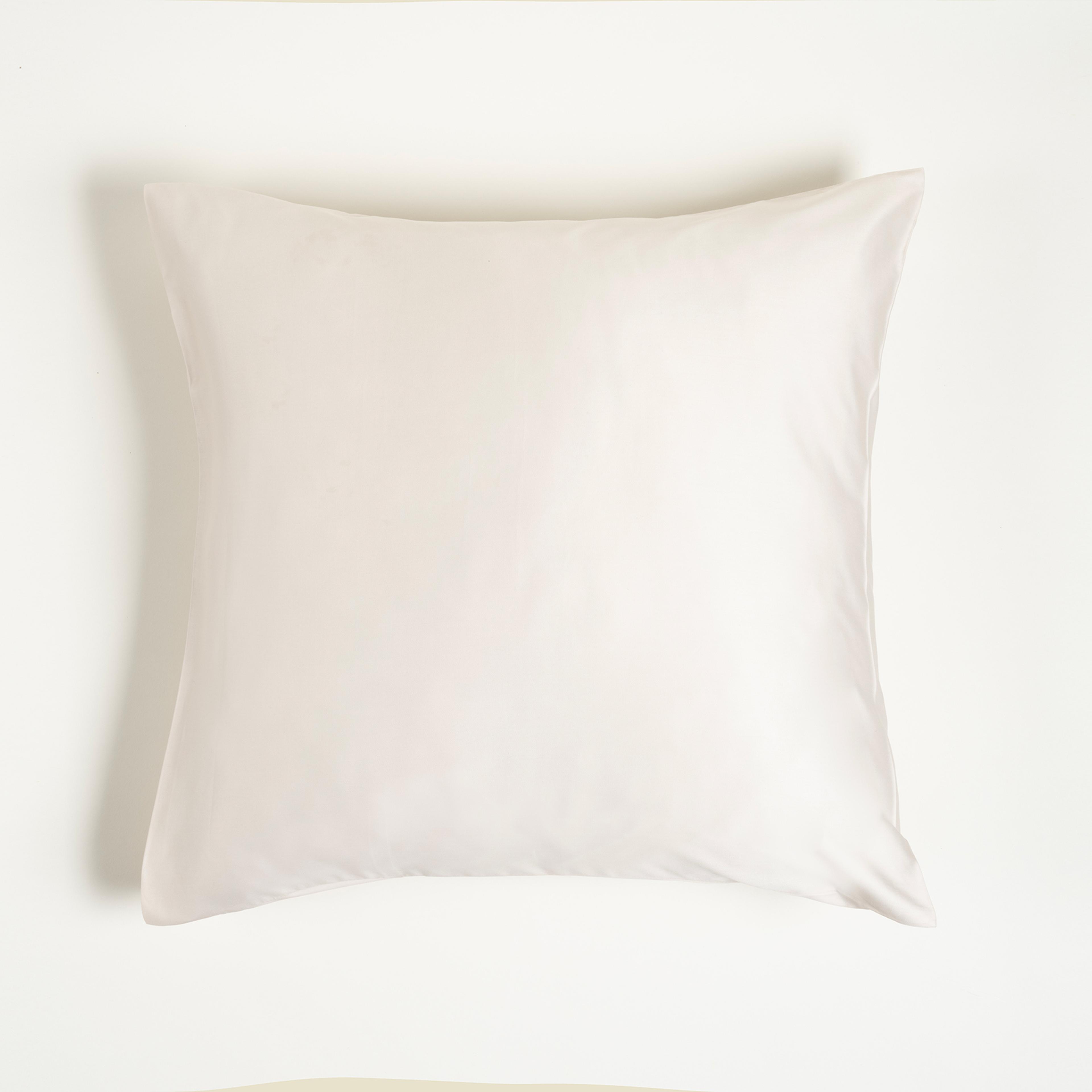 Solıd Krem Pamuk Saten Yastık Kılıfı