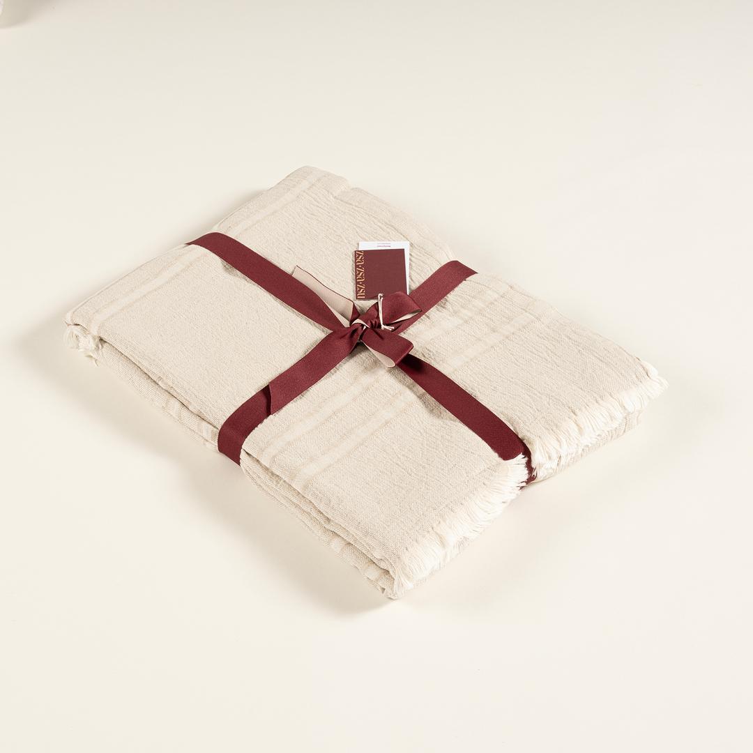 Costa Jakarlı Kıng Sıze Pamuk Pamuk Keten Yatak Örtüsü 280x260 Cm Natural