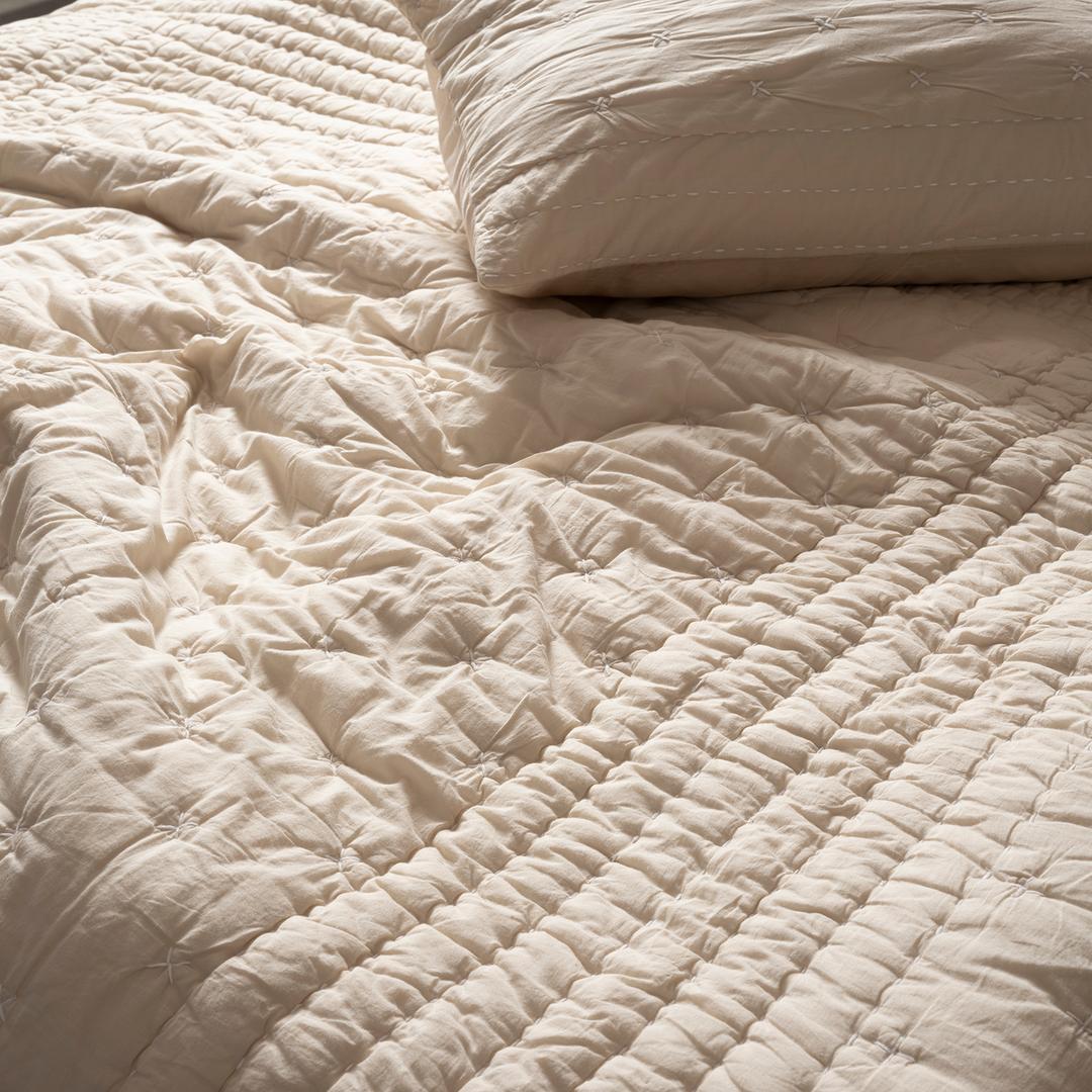 Uttar El İşi Tek Kişilik Pamuk %100 Pamuk Yatak Örtüsü Seti 160x240 Cm Natural