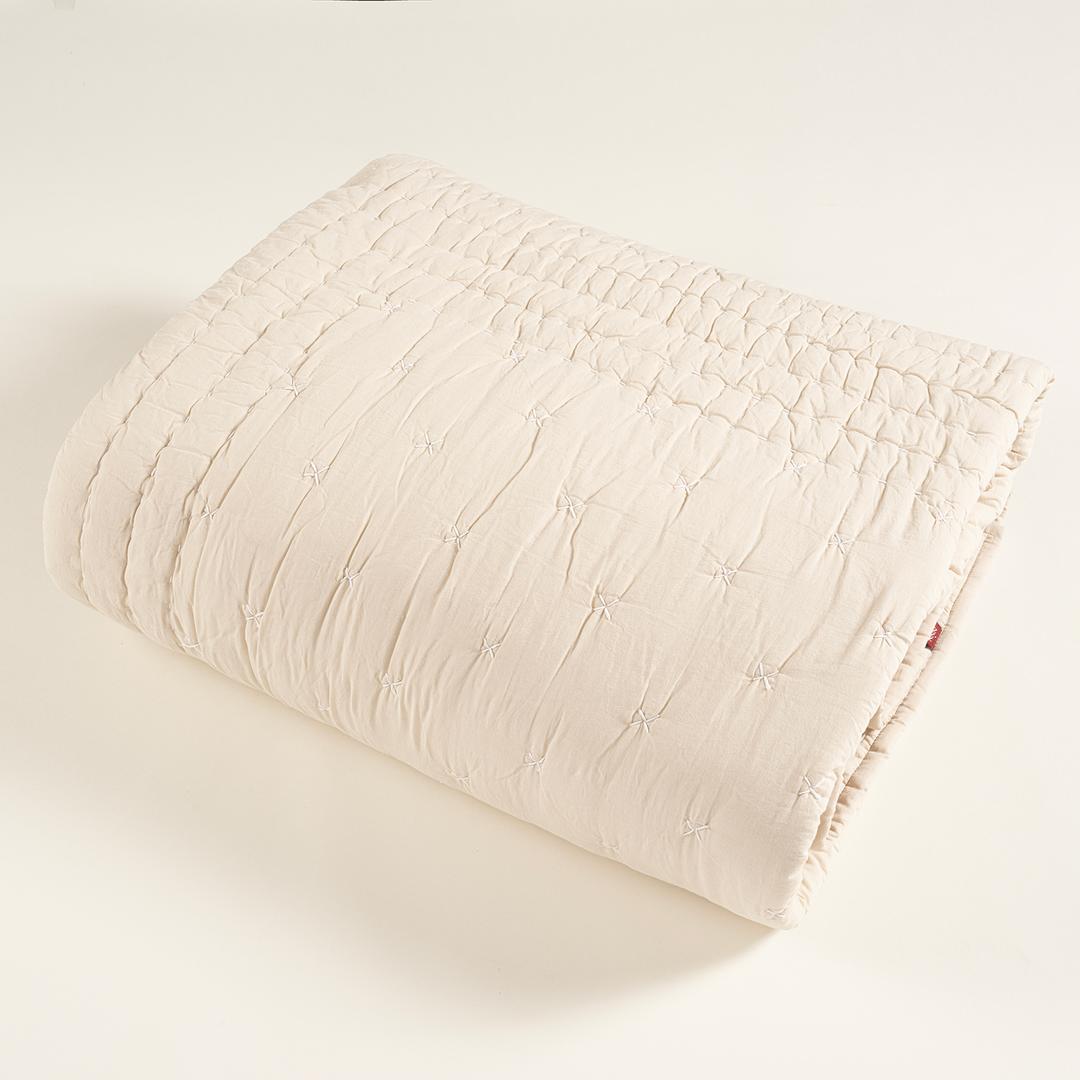 Uttar El İşi Tek Kişilik Pamuk %100 Pamuk Yatak Örtüsü Seti 160x240 Cm Natural