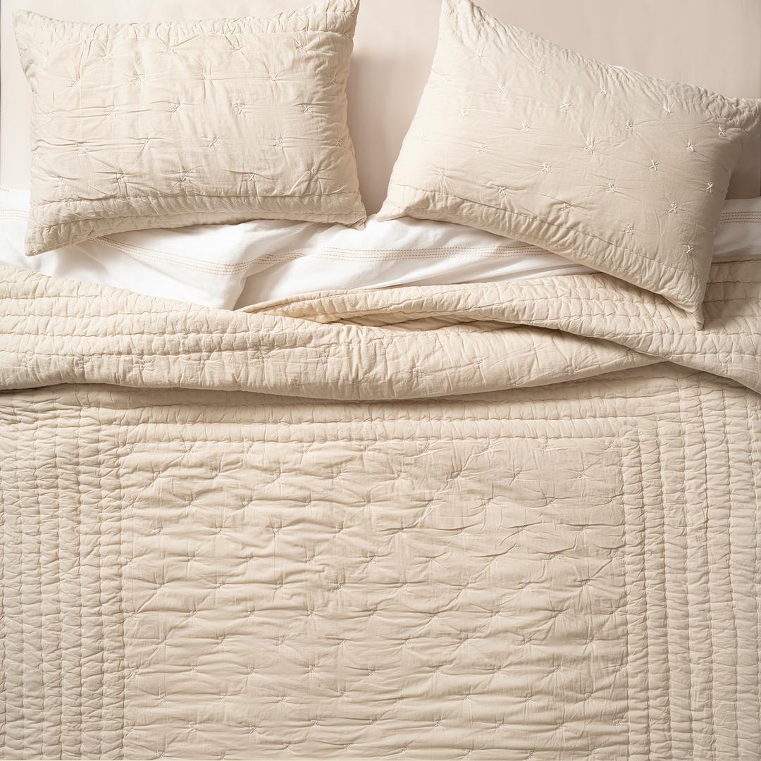 Uttar El İşi Çift Kişilik Pamuk %100 Pamuk Yatak Örtüsü Seti 240x260 Cm Natural