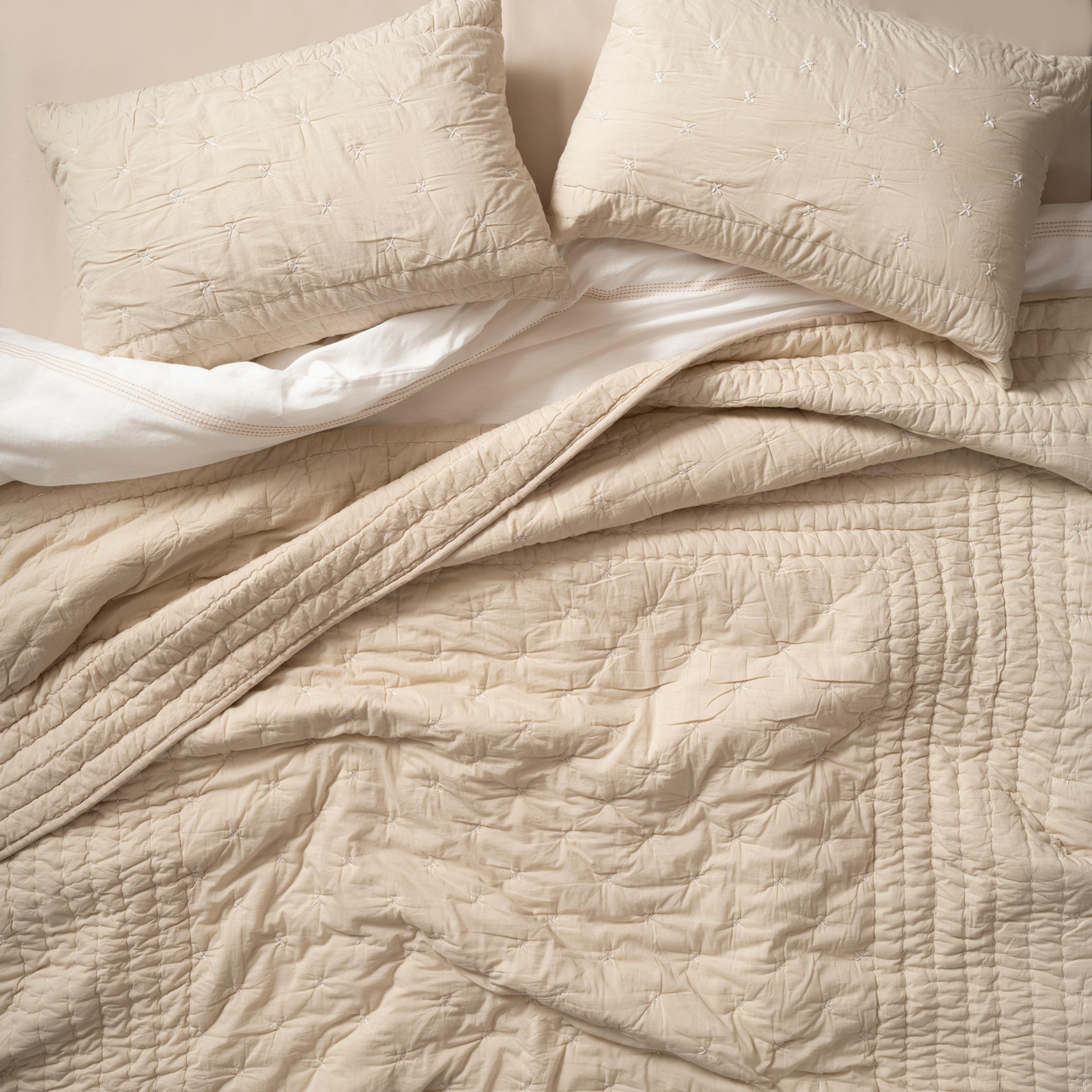 Uttar El İşi Çift Kişilik Pamuk %100 Pamuk Yatak Örtüsü Seti 240x260 Cm Natural