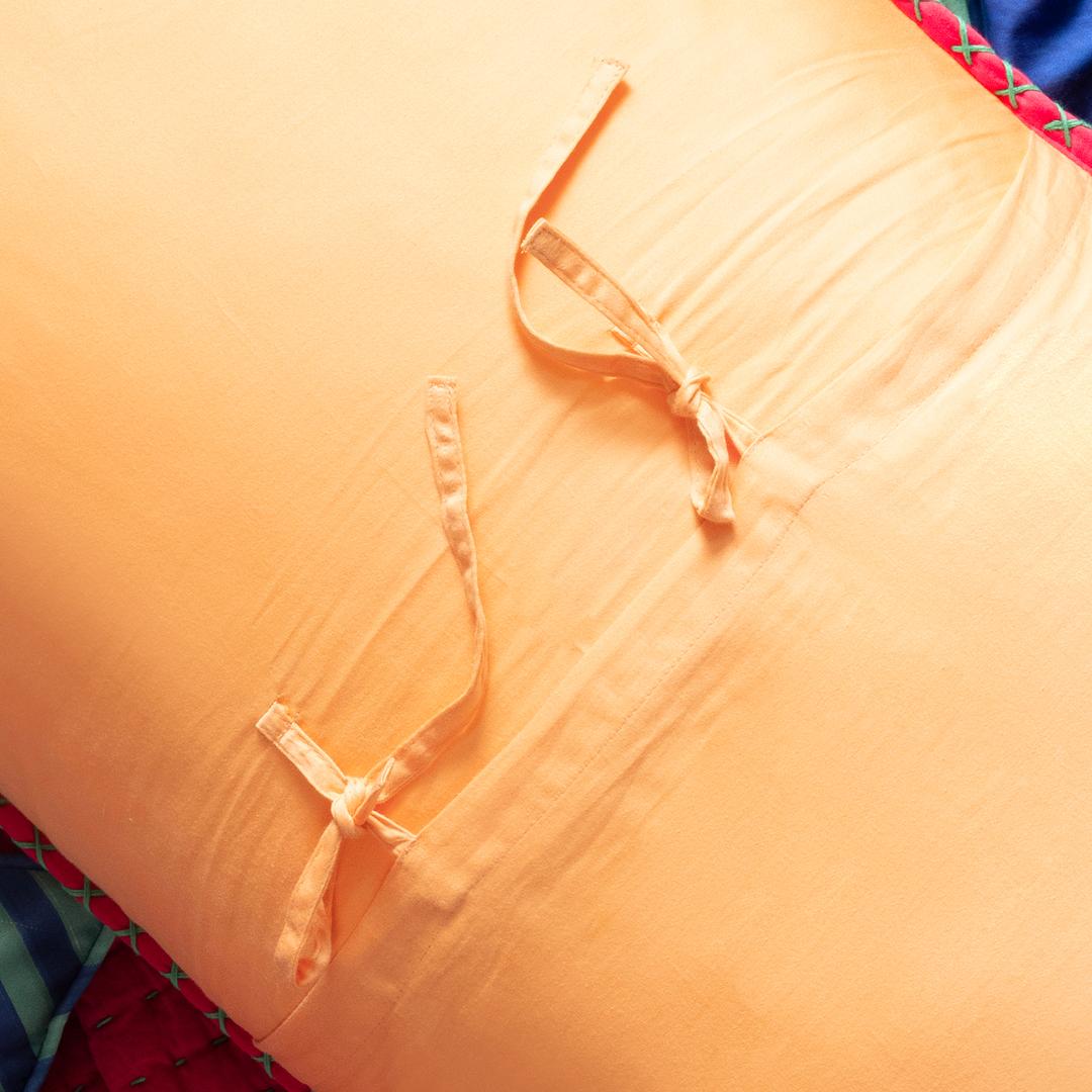 Okhla El İşi Çift Kişilik Pamuk Saten Pamuk Saten Yatak Örtüsü Seti 240x260 Cm Fuşya - Somon