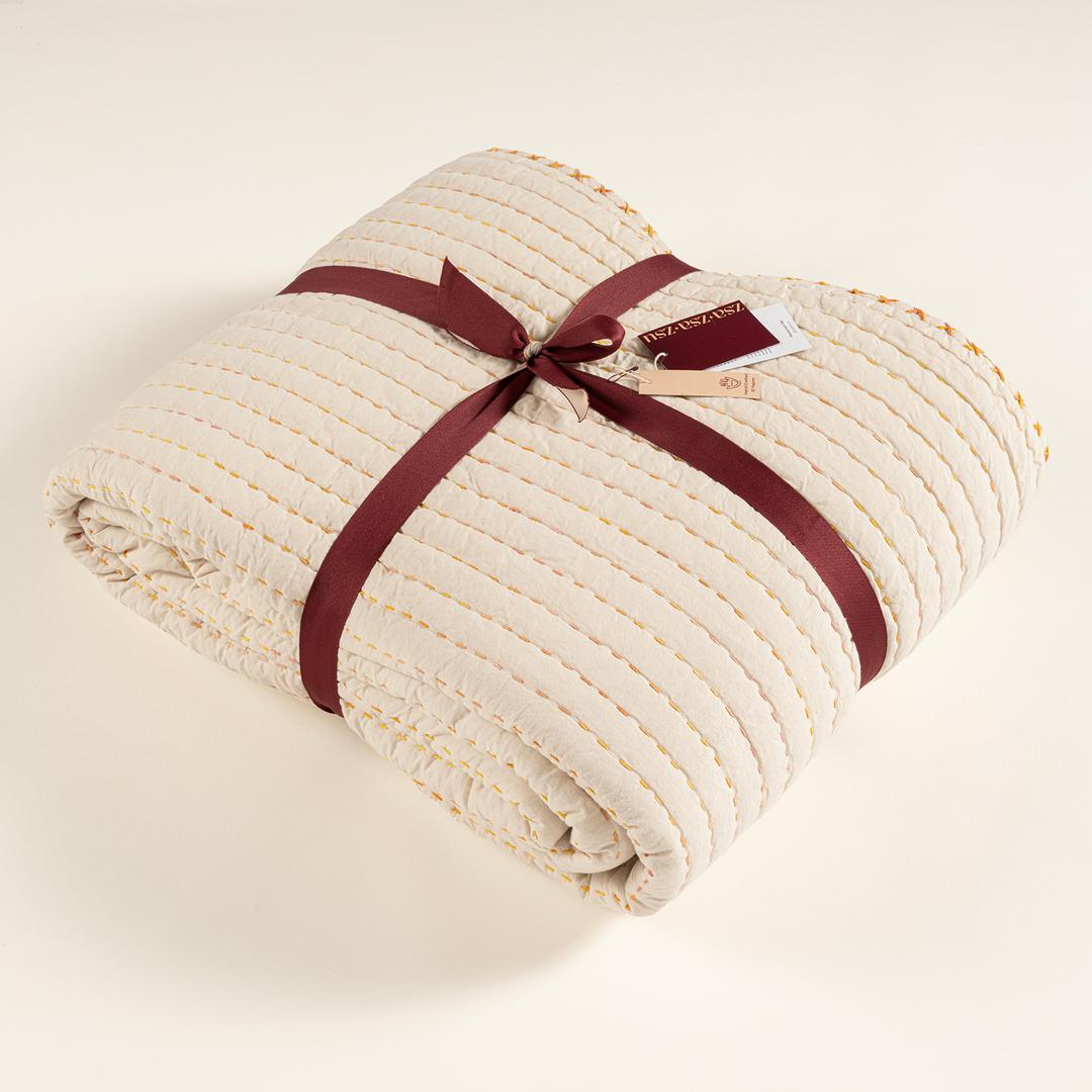 Okhla El İşi Kıng Sıze Pamuk %100 Pamuk Yatak Örtüsü Seti 260x280 Cm Natural