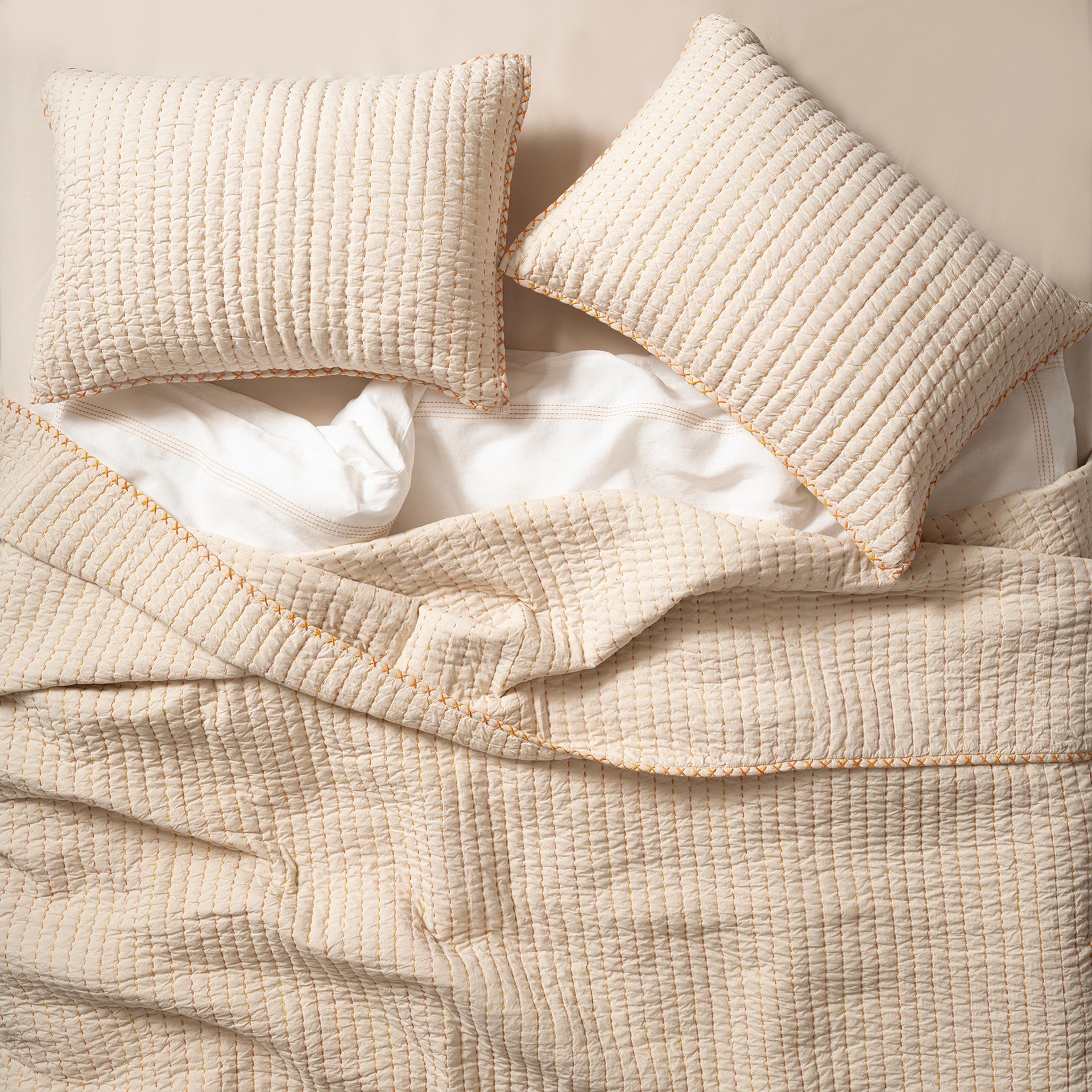 Okhla El İşi Kıng Sıze Pamuk %100 Pamuk Yatak Örtüsü Seti 260x280 Cm Natural