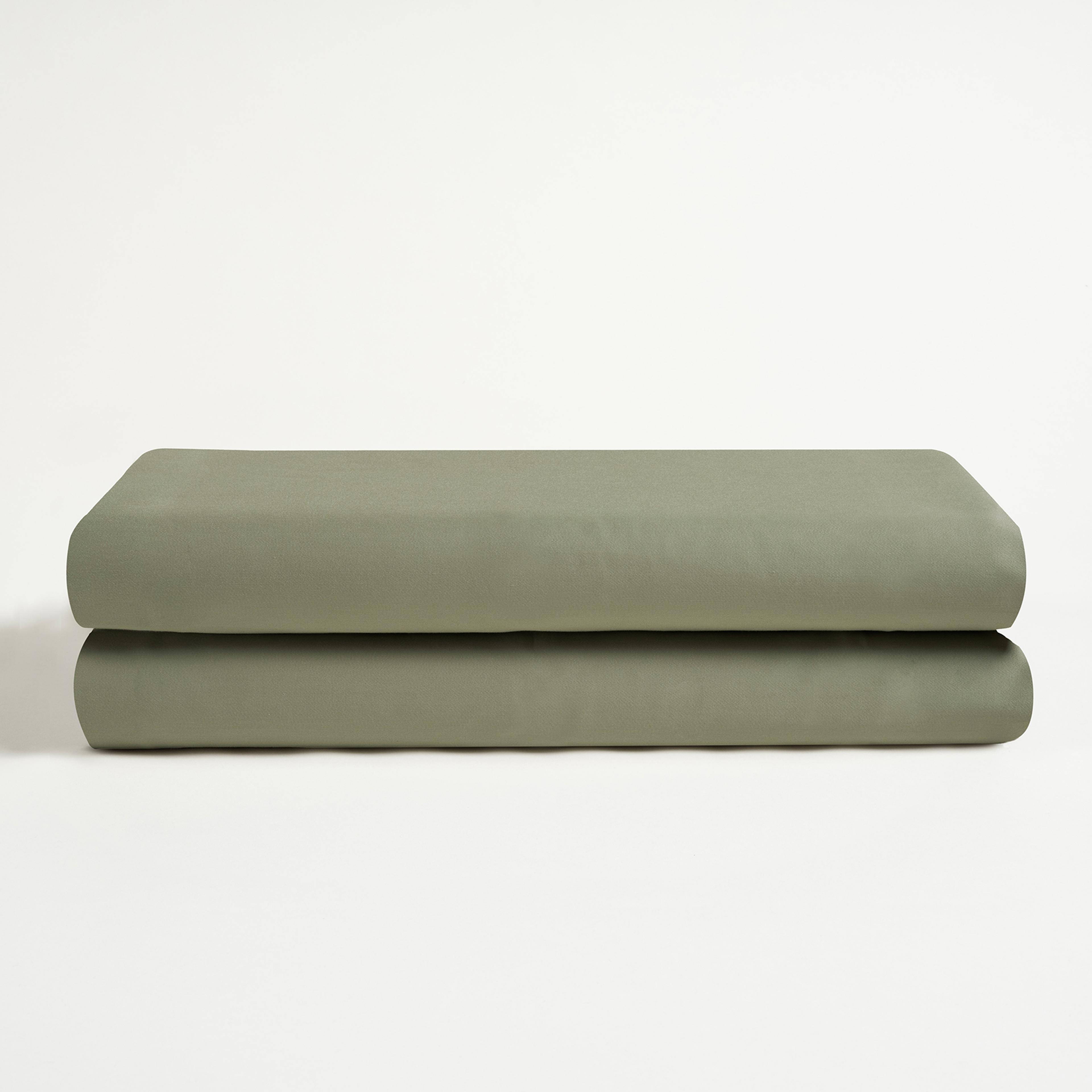 Solıd 300 Tc Çift Kişilik Pamuk Saten %100 Pamuk Saten Düz Çarşaf 240x260 Cm Yeşil