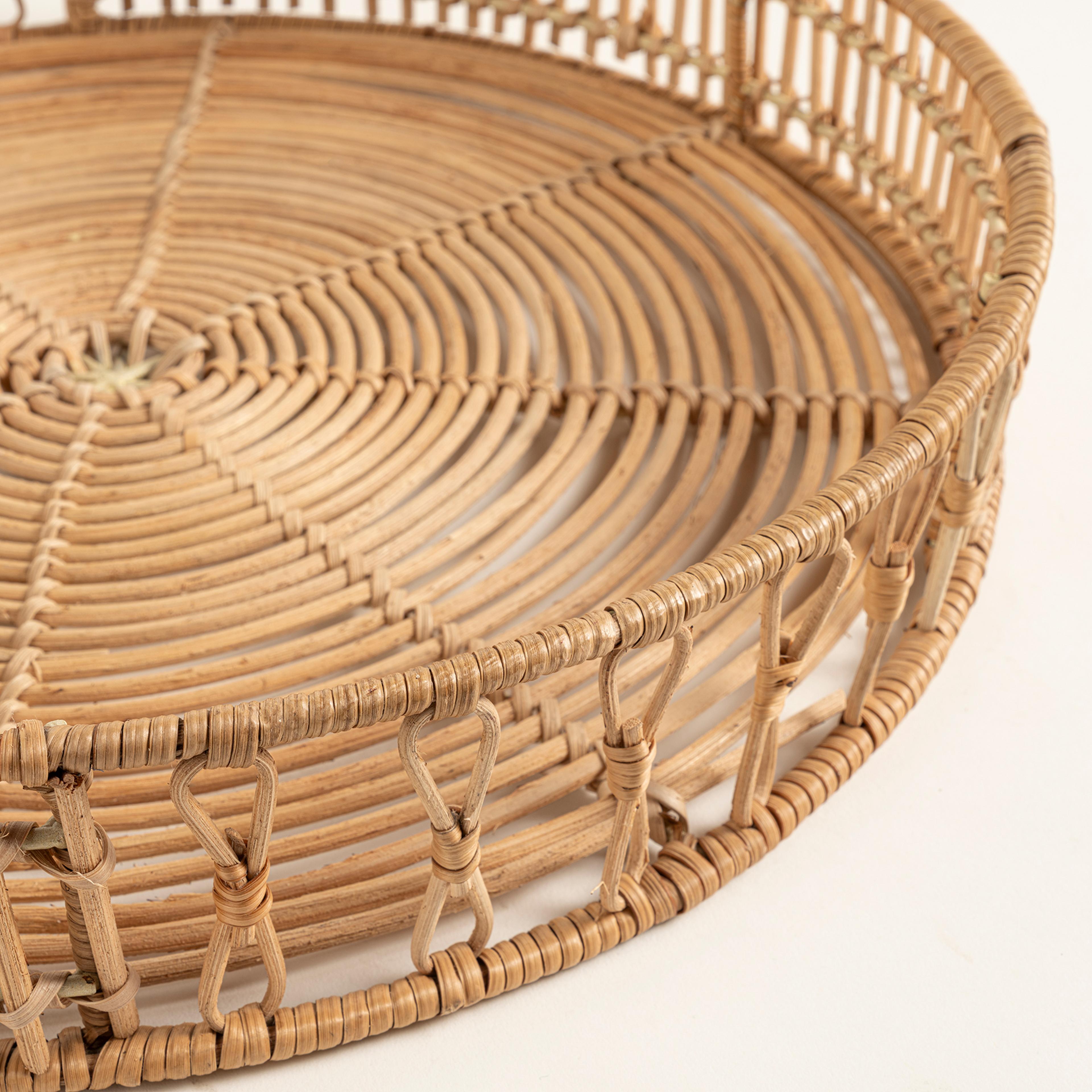 Tam Dao Rattan Dekoratif Tepsi 35x35x12 Cm Natural