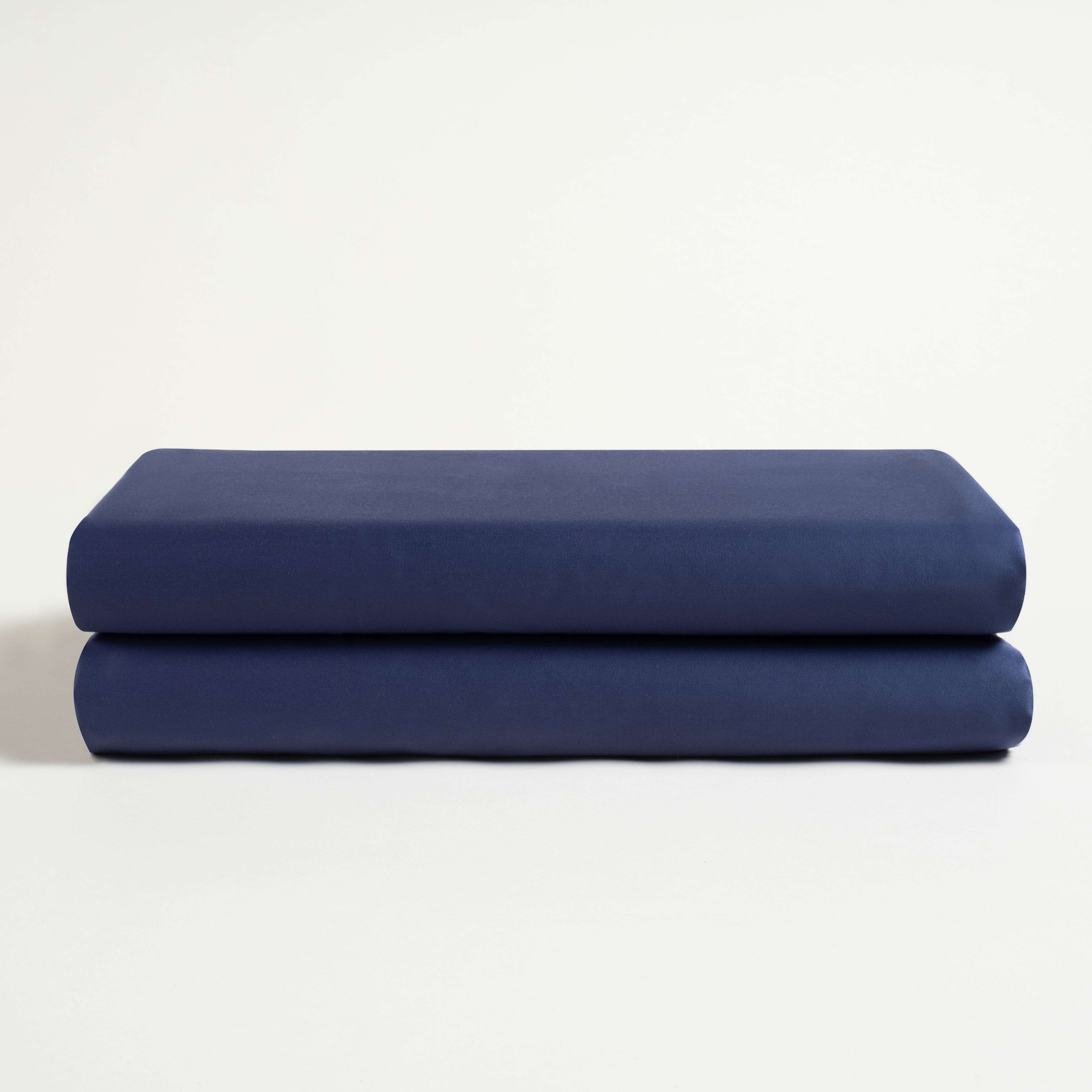 Solıd 300 Tc Kıng Sıze Pamuk Saten %100 Pamuk Saten Düz Çarşaf 260x280 Cm Lacivert