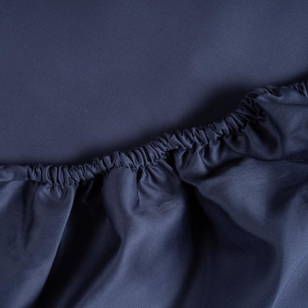 Solıd 300 Tc Çift Kişilik Pamuk Saten %100 Pamuk Saten Lastikli Çarşaf 160x200 Cm Lacivert