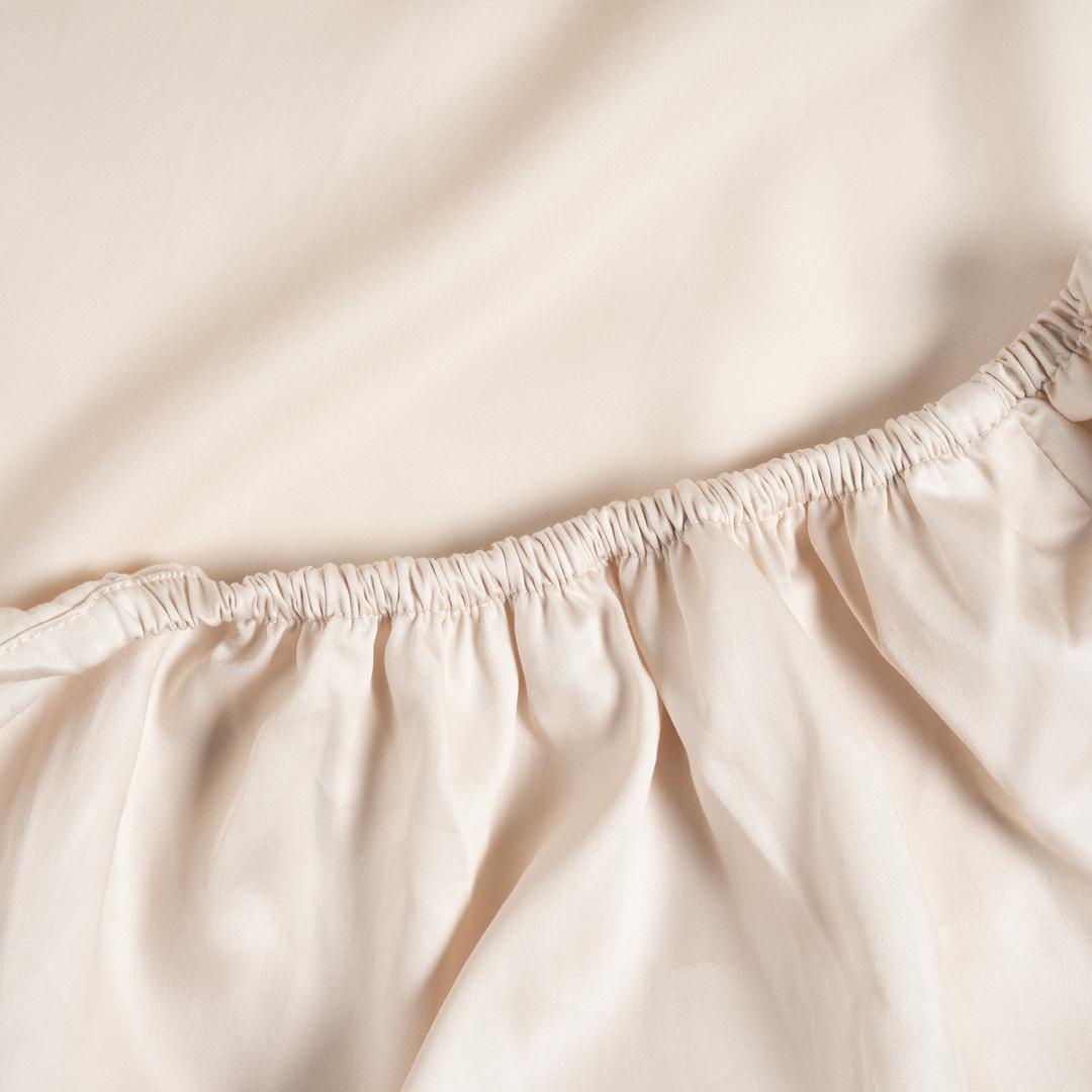 Solıd 300 Tc Queen Sıze Pamuk Saten %100 Pamuk Saten Lastikli Çarşaf 180x200 Cm Krem