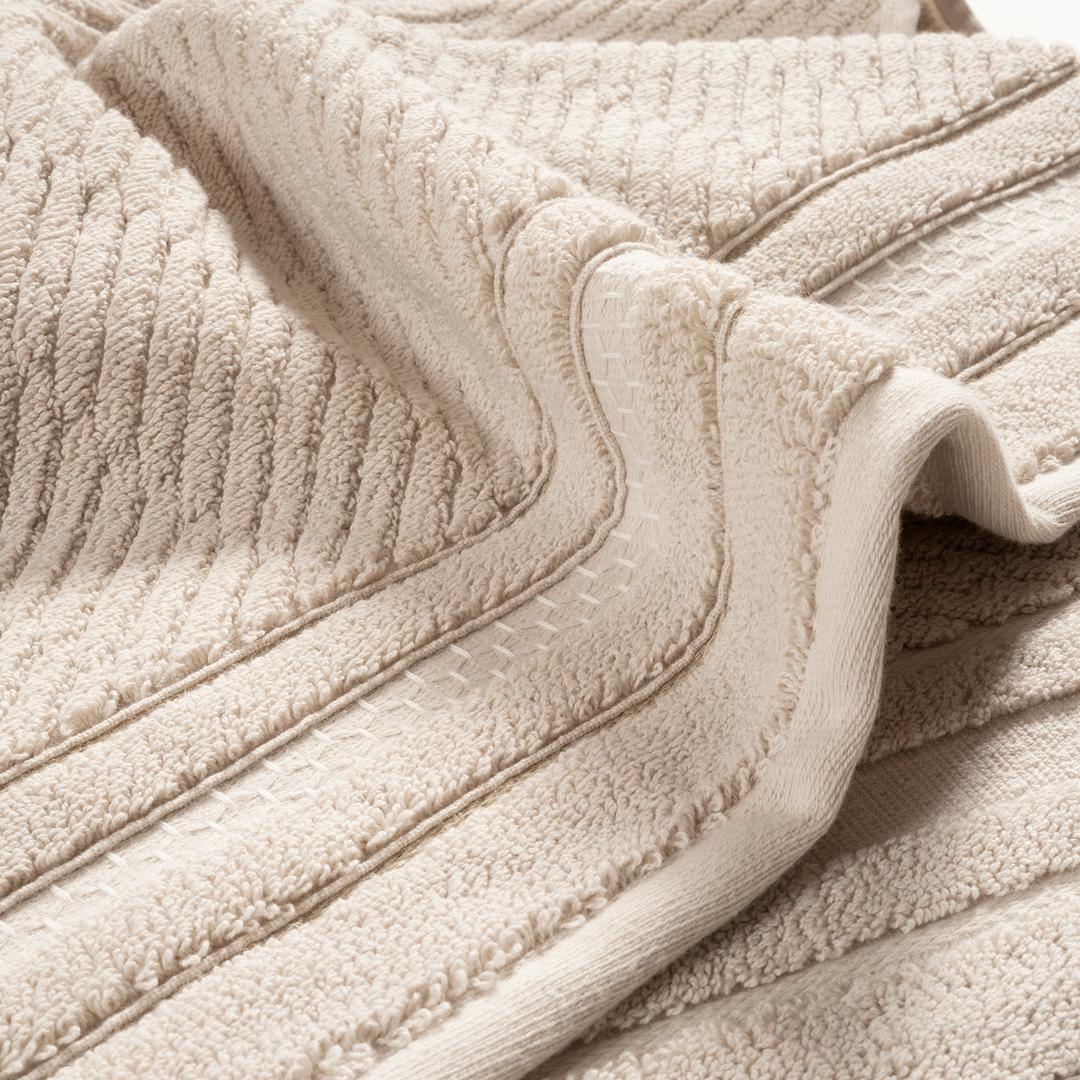 Vıseu Kenar Jakar Bordürlü Pamuk %100 Pamuk Ayak Havlusu 50x80 Cm Bej