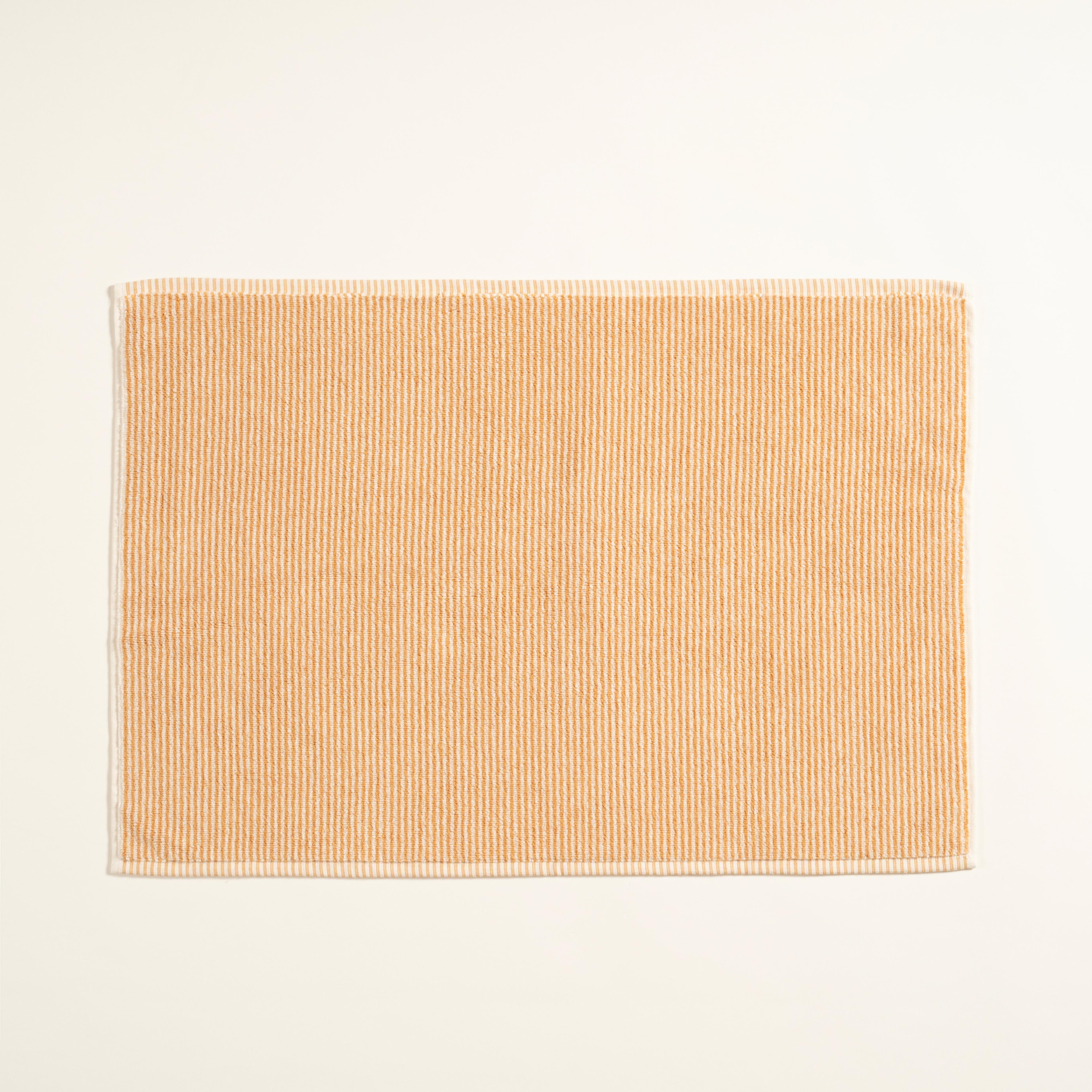 Solıd İplik Boyalı Çizgili Pamuk %100 Pamuk Ayak Havlusu 50x80 Cm Natürel - Tarçın