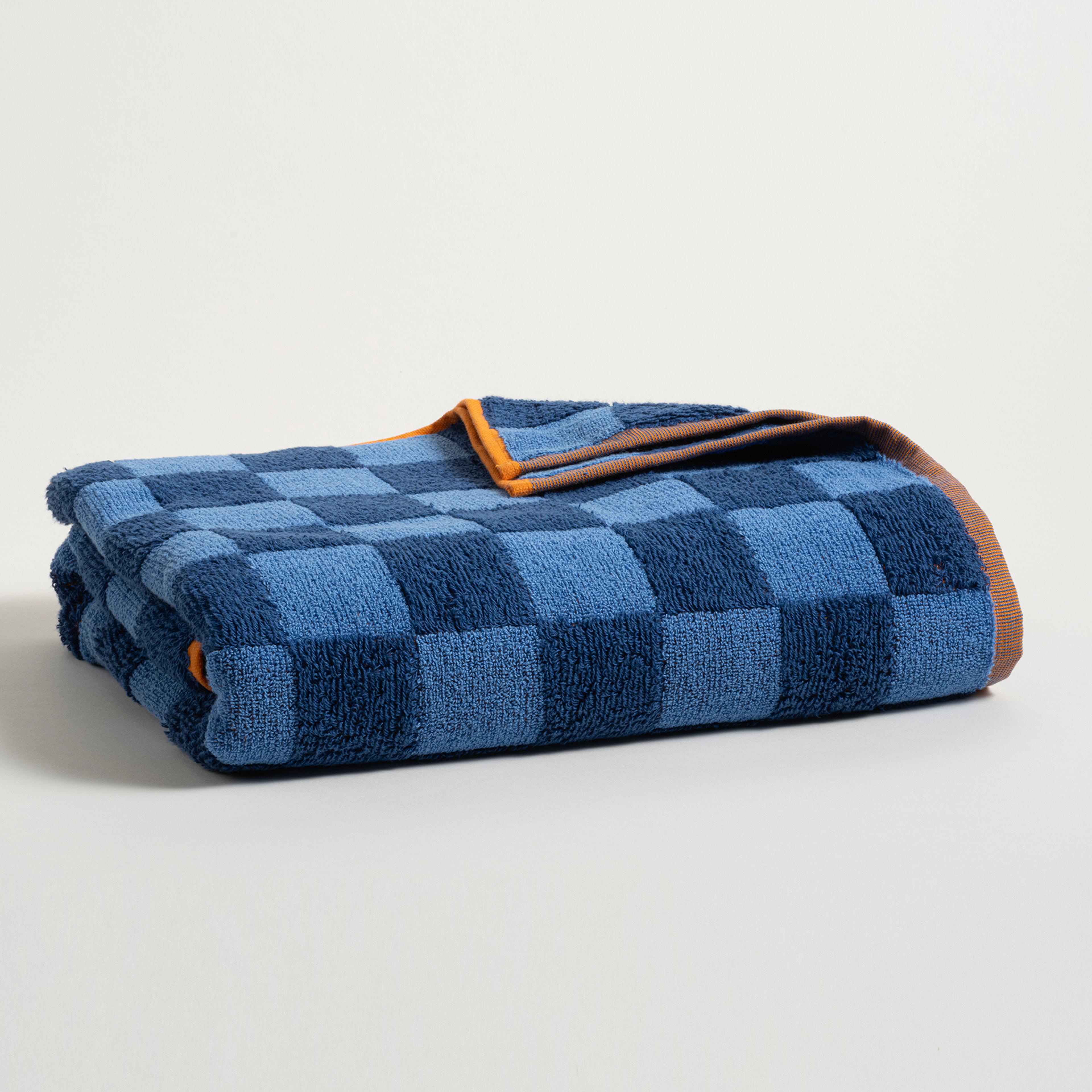 Ornaz İplik Boyalı Damalı Pamuk %100 Pamuk Banyo Havlusu 90x150 Cm Mavi - Lacıvert