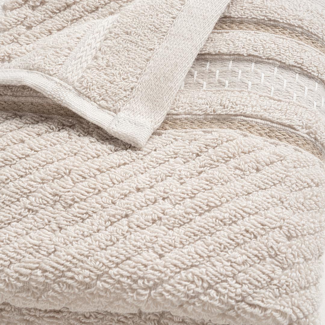 Vıseu Geniş Jakar Bordürlü Pamuk %100 Pamuk El Havlusu 30x50 Cm Bej