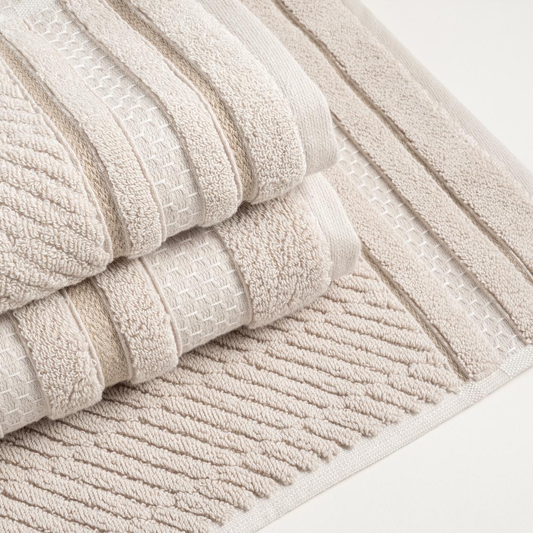Vıseu Geniş Jakar Bordürlü Pamuk %100 Pamuk El Havlusu 30x50 Cm Bej