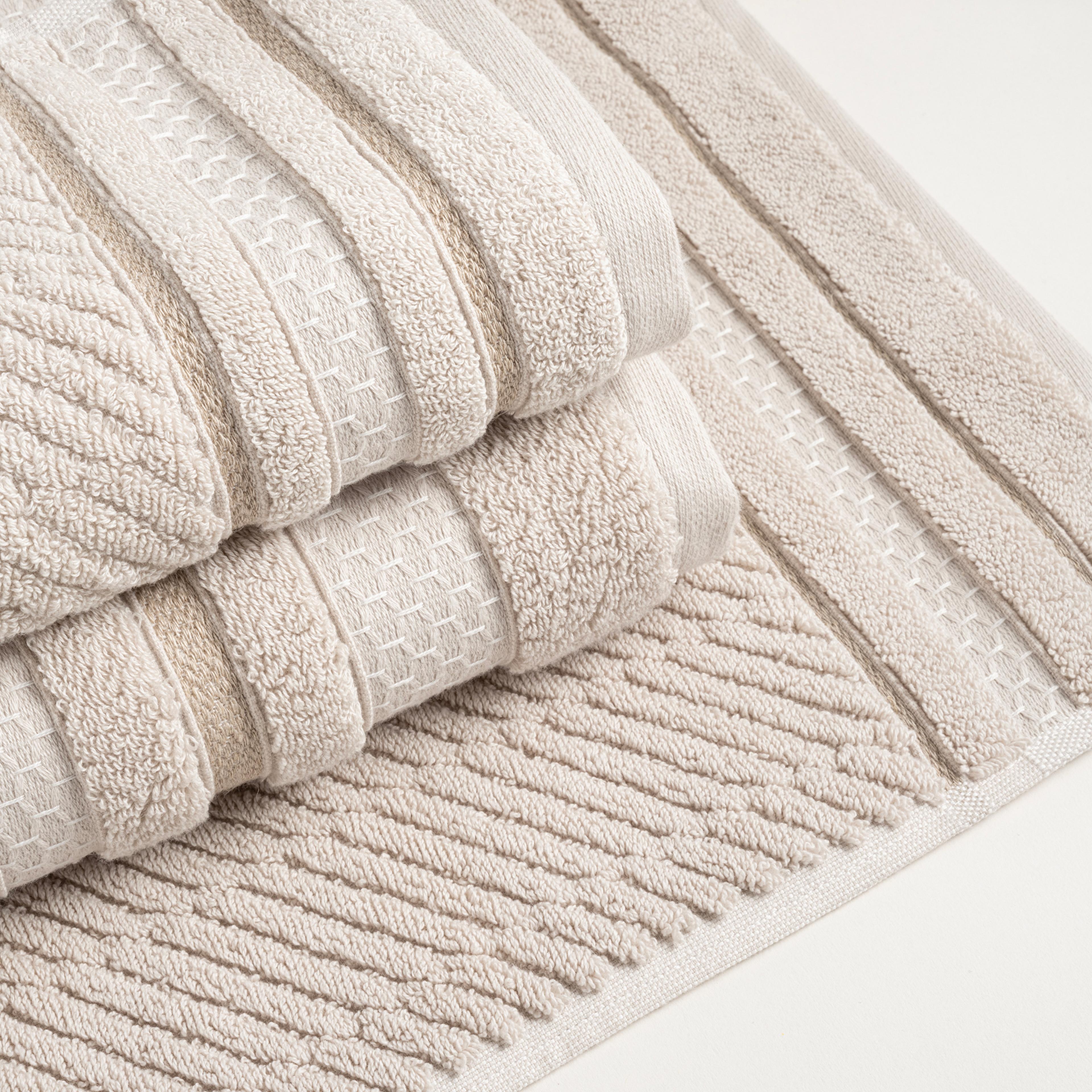 Vıseu Geniş Jakar Bordürlü Pamuk %100 Pamuk El Havlusu 30x50 Cm Bej