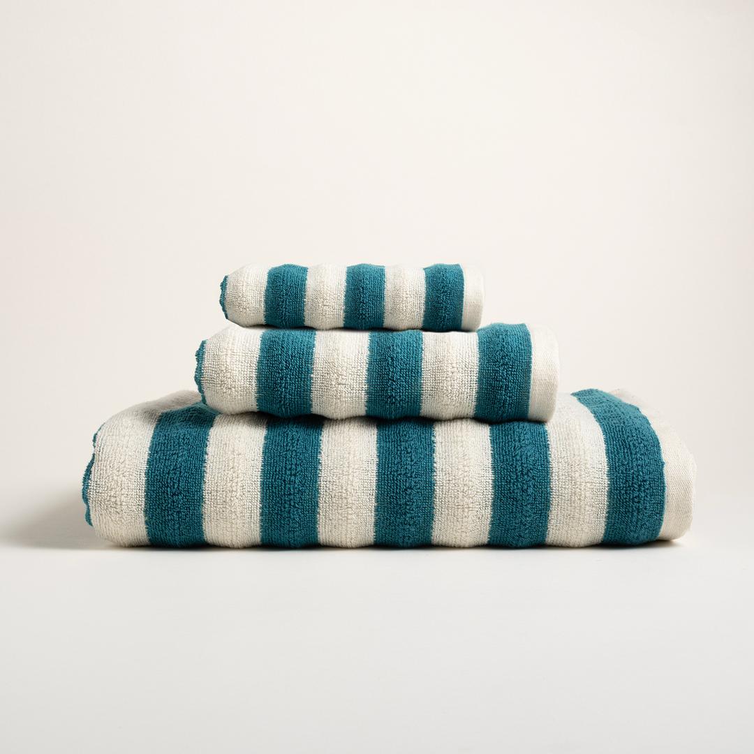 Ornaz İplik Boyalı Çizgili Pamuk %100 Pamuk El Havlusu 30x50 Cm Natürel - Lacıvert