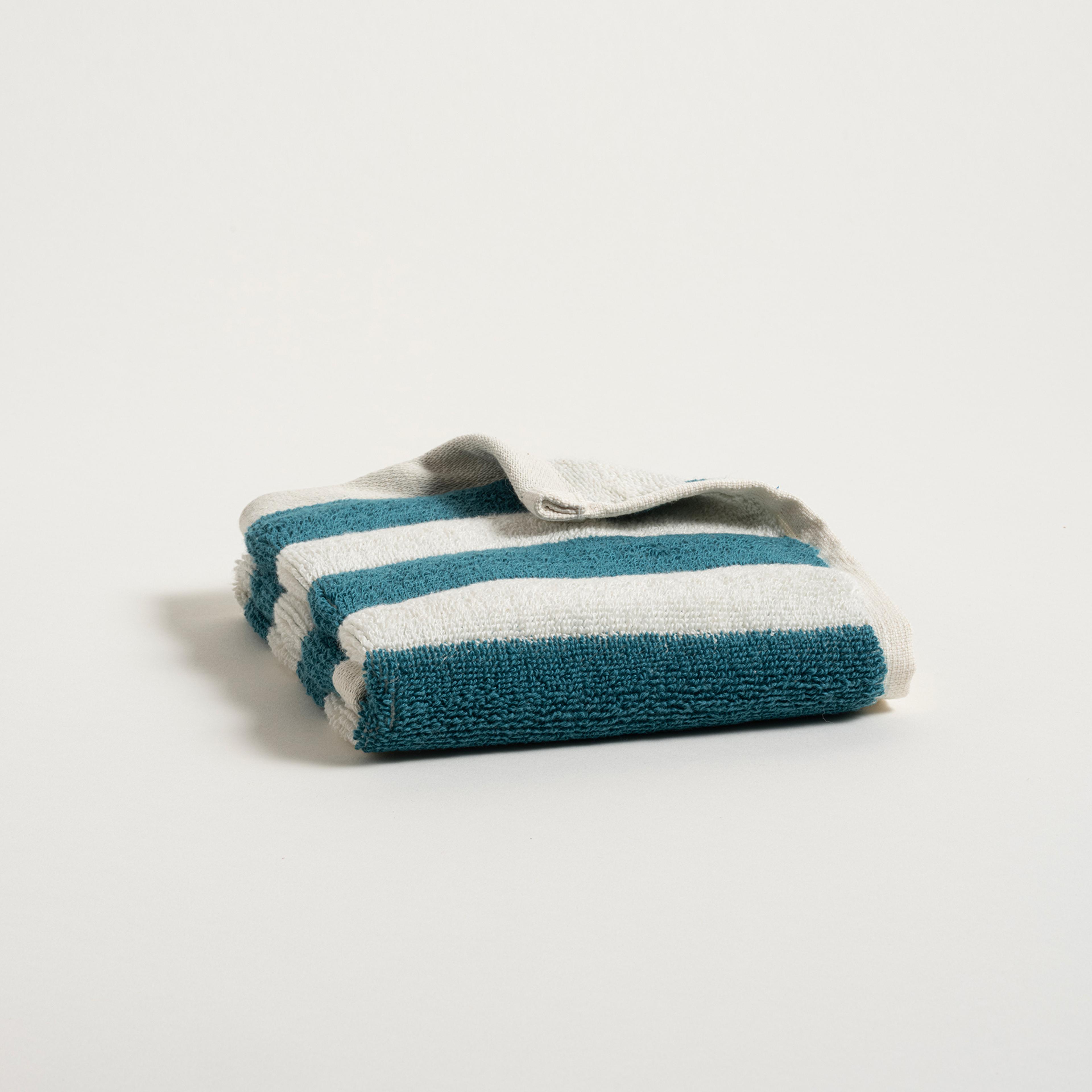 Ornaz İplik Boyalı Çizgili Pamuk %100 Pamuk El Havlusu 30x50 Cm Natürel - Lacıvert