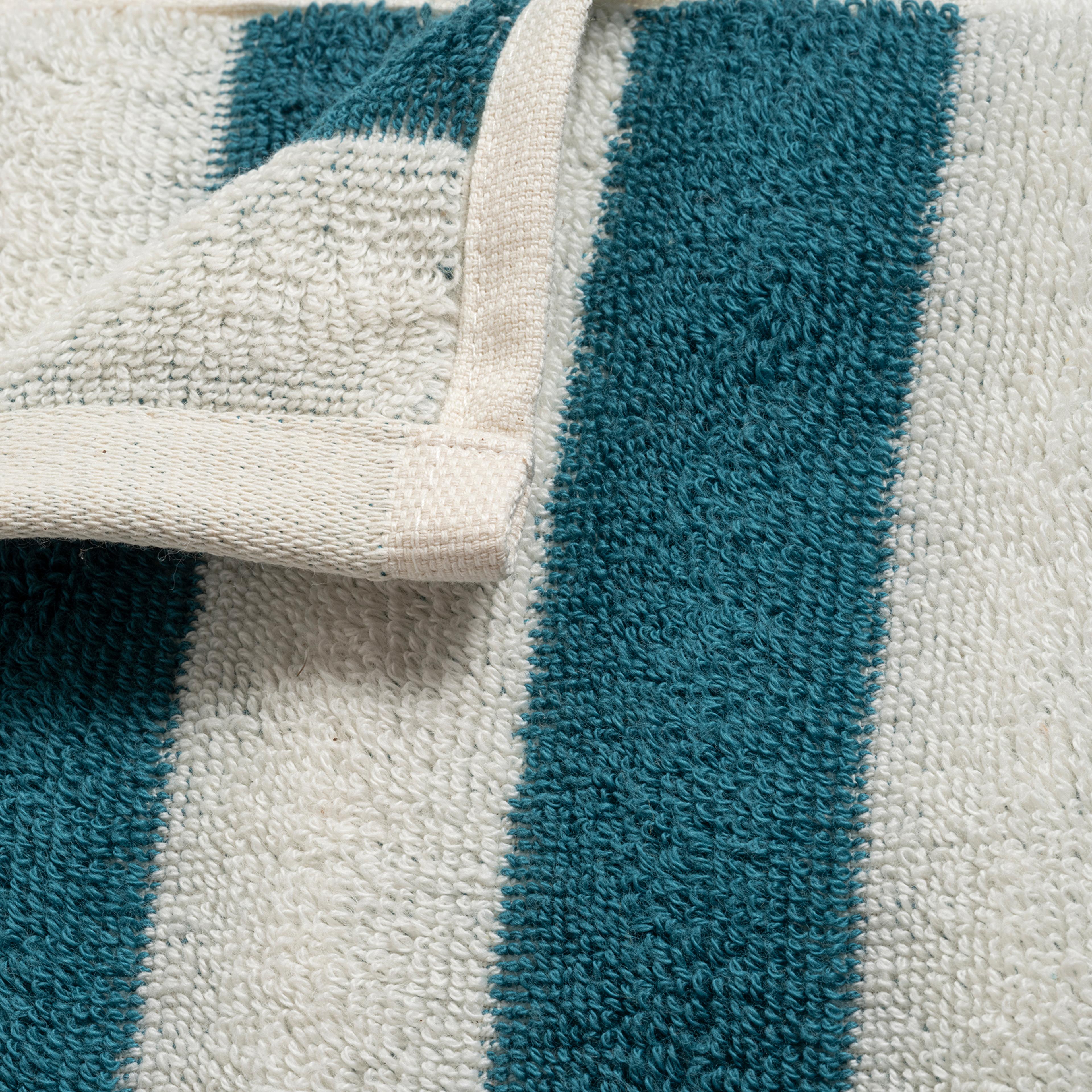 Ornaz İplik Boyalı Çizgili Pamuk %100 Pamuk El Havlusu 30x50 Cm Natürel - Lacıvert