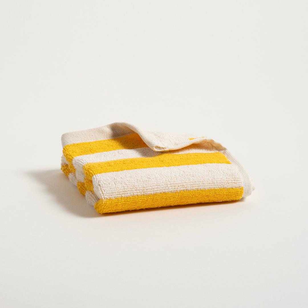Ornaz İplik Boyalı Çizgili Pamuk %100 Pamuk El Havlusu 30x50 Cm Natürel - Sarı