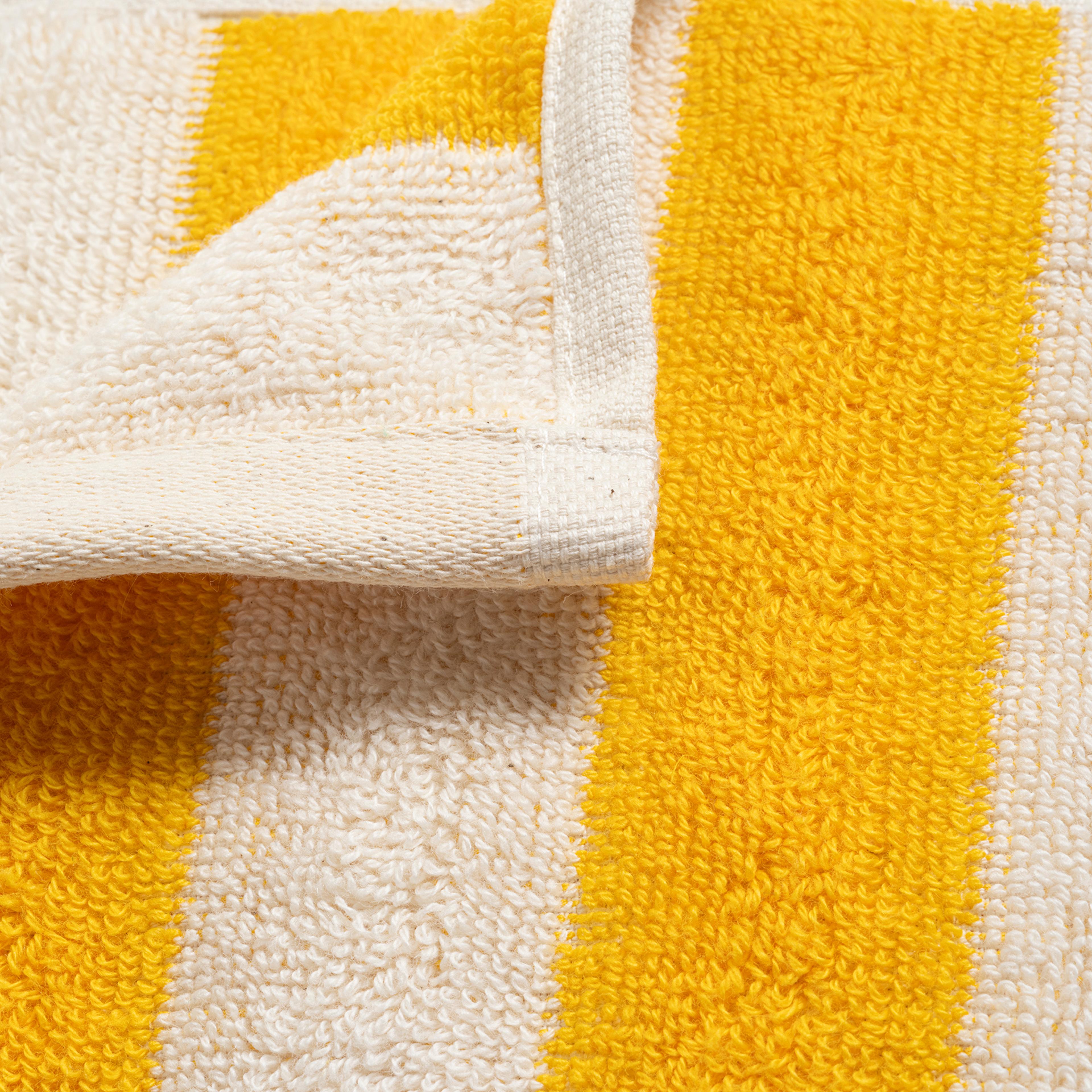 Ornaz İplik Boyalı Çizgili Pamuk %100 Pamuk El Havlusu 30x50 Cm Natürel - Sarı