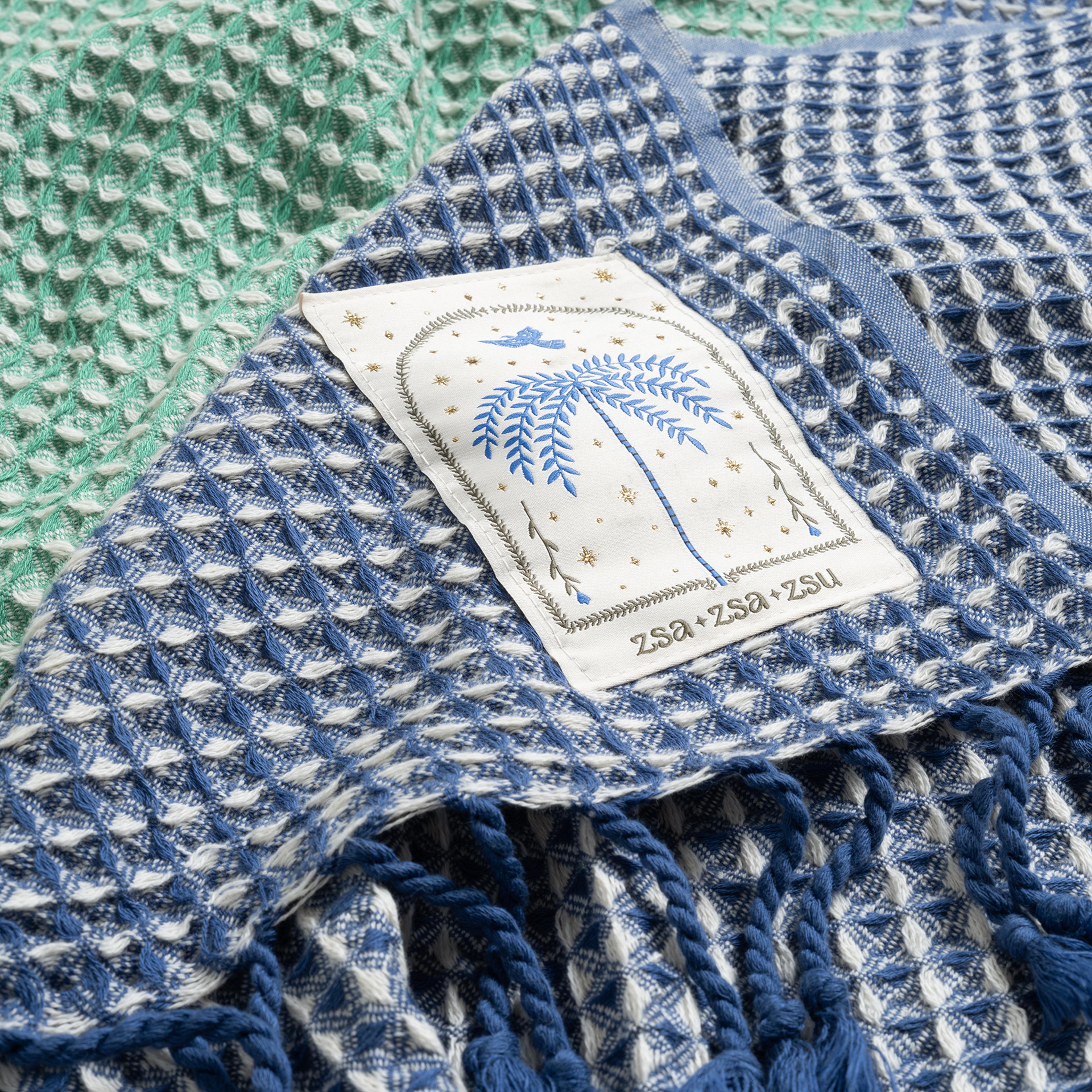 Baklan Waffle Pamuk Pamuklu Peştamal 90x170 Cm Yeşil - Mavi