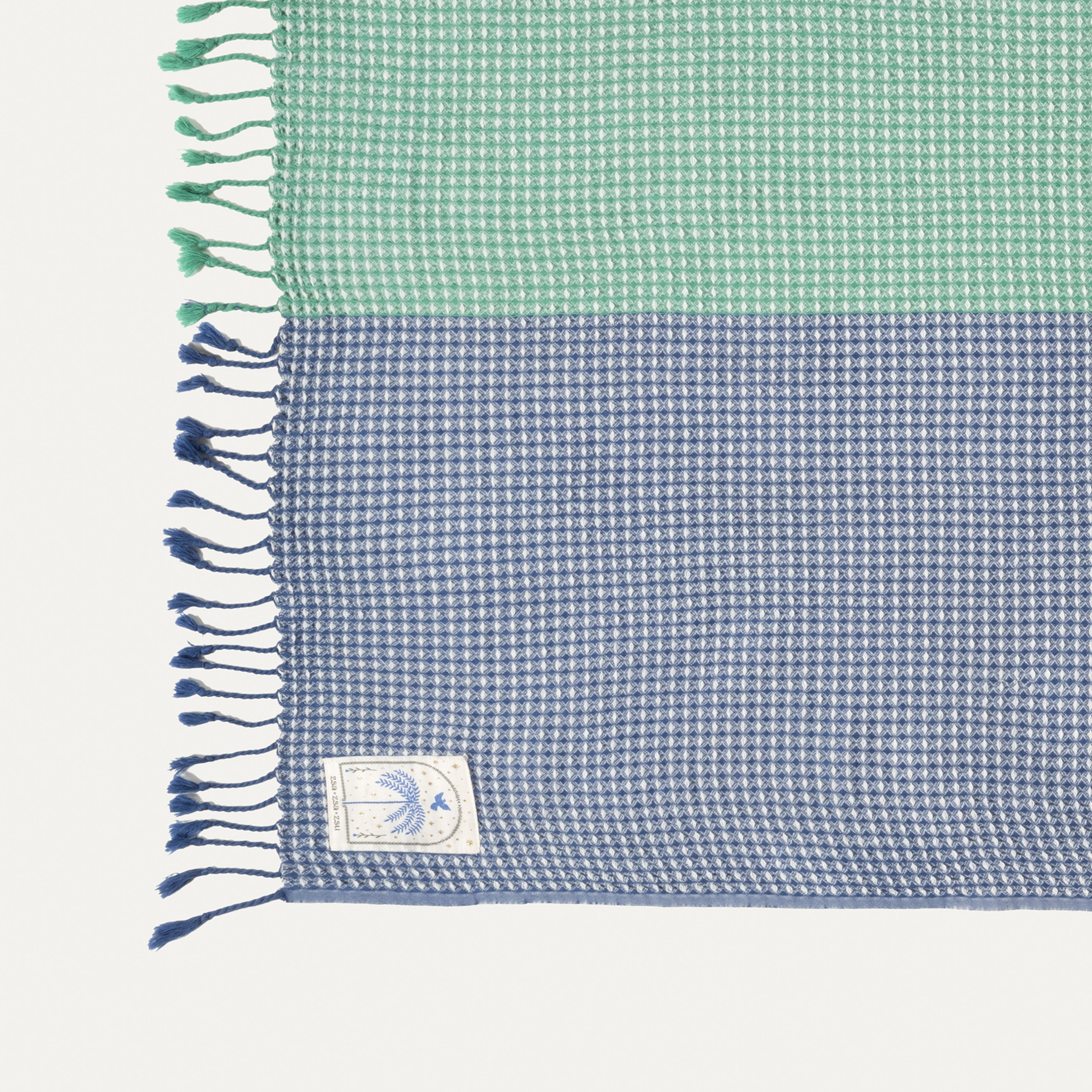 Baklan Waffle Pamuk Pamuklu Peştamal 90x170 Cm Yeşil - Mavi