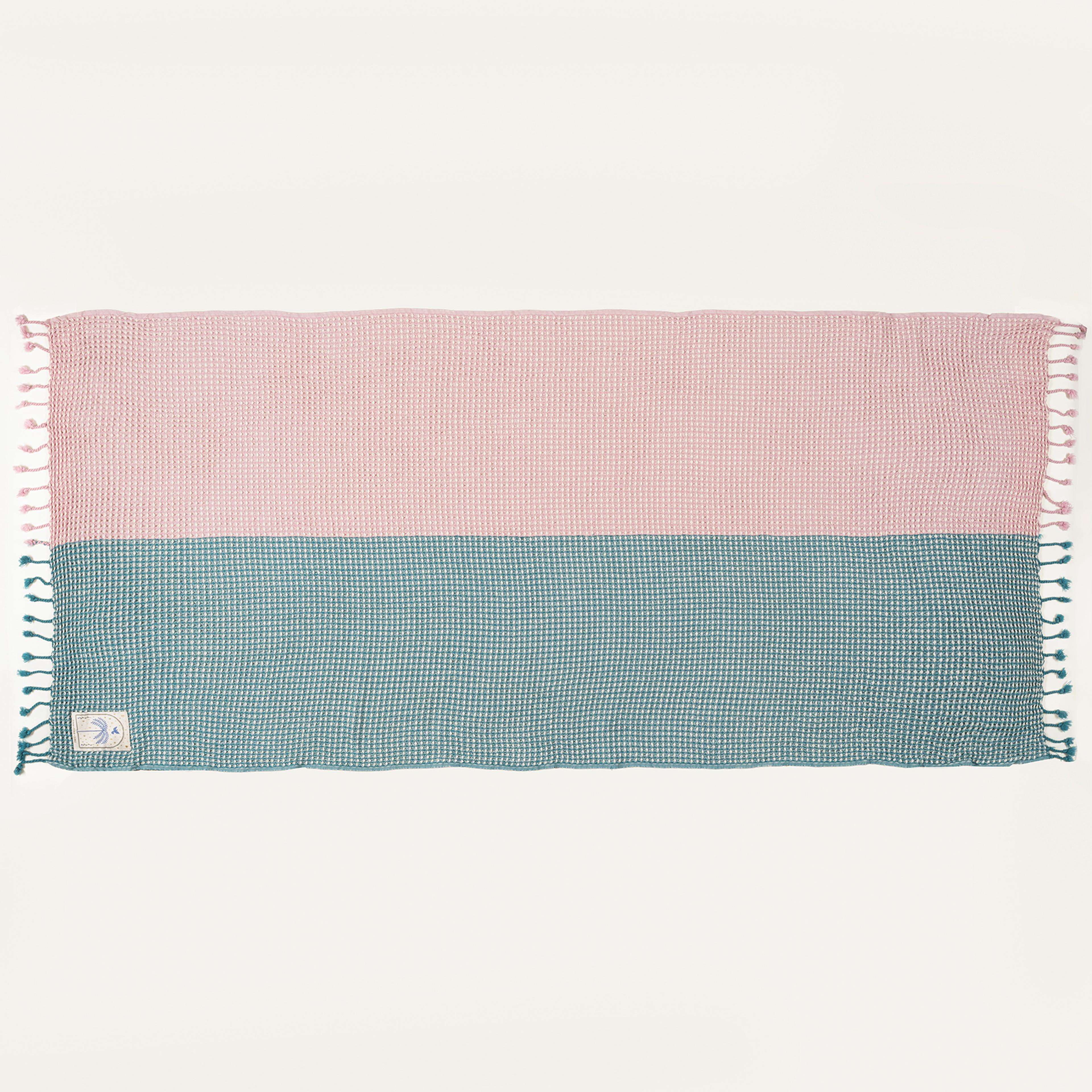 Baklan Waffle Pamuk Pamuklu Peştamal 90x170 Cm Pembe - Yeşil