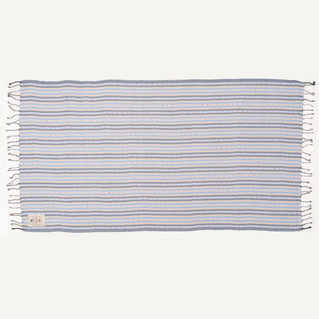 Baklan İplik Boyalı Çizgili Pamuk %100 Pamuk Peştamal 90x170 Cm Lacivert