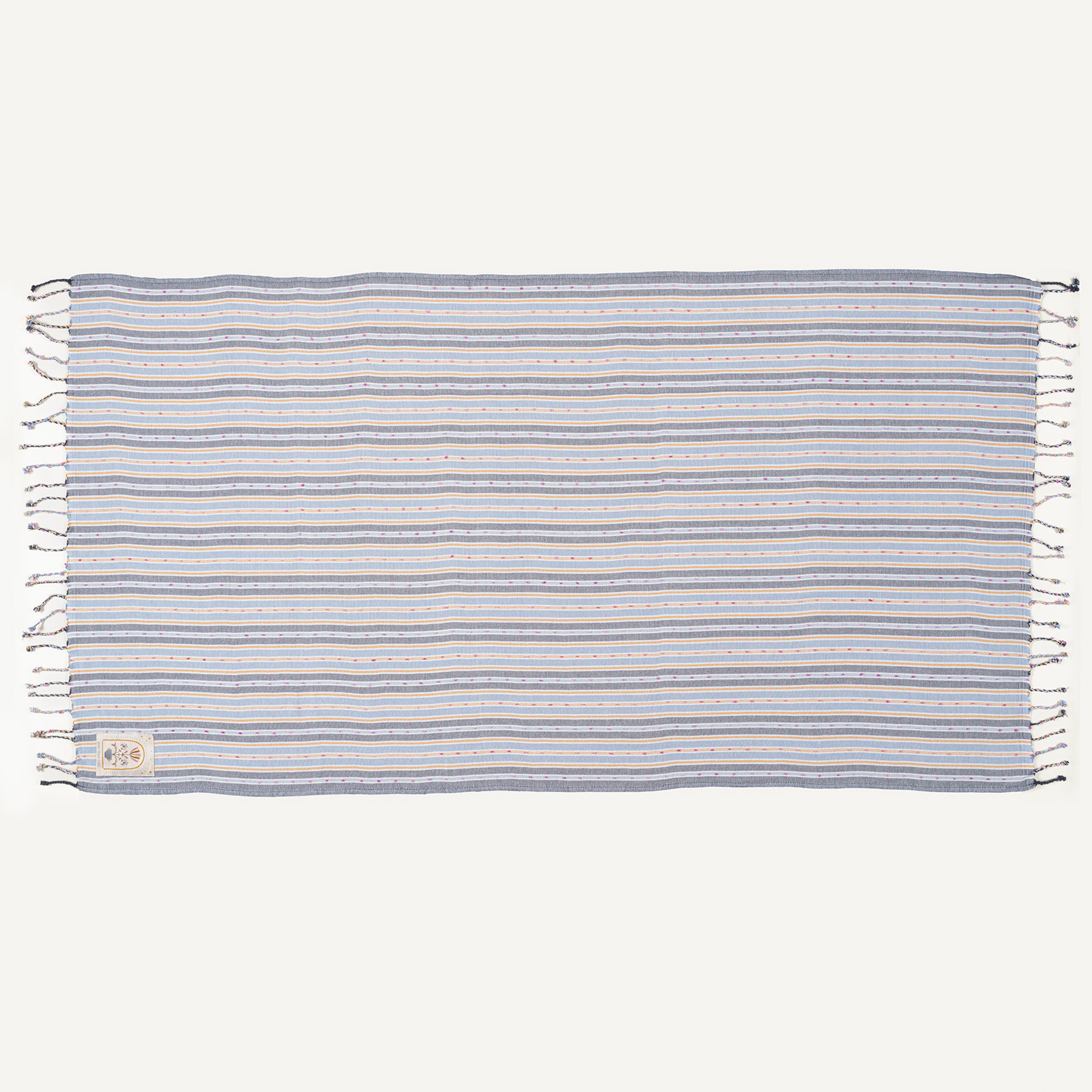 Baklan İplik Boyalı Çizgili Pamuk %100 Pamuk Peştamal 90x170 Cm Lacivert