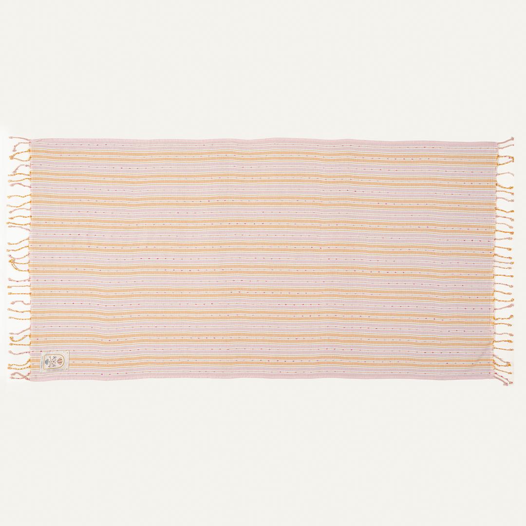 Baklan İplik Boyalı Çizgili Pamuk %100 Pamuk Peştamal 90x170 Cm Turuncu