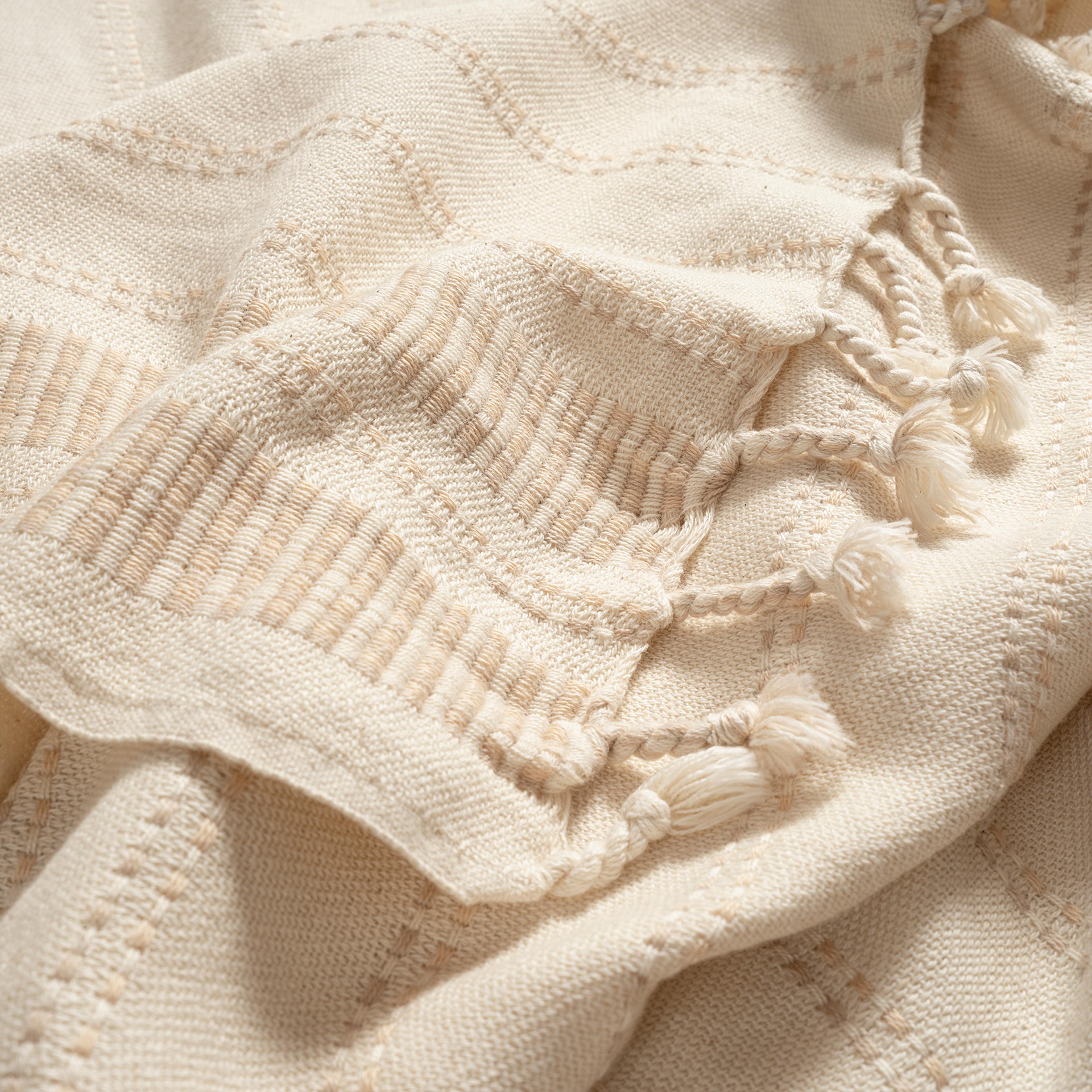 Baklan Saçaklı İplik Boyalı Dikey Çizgili Pamuk %100 Pamuk Peştamal 90x170 Cm Natural