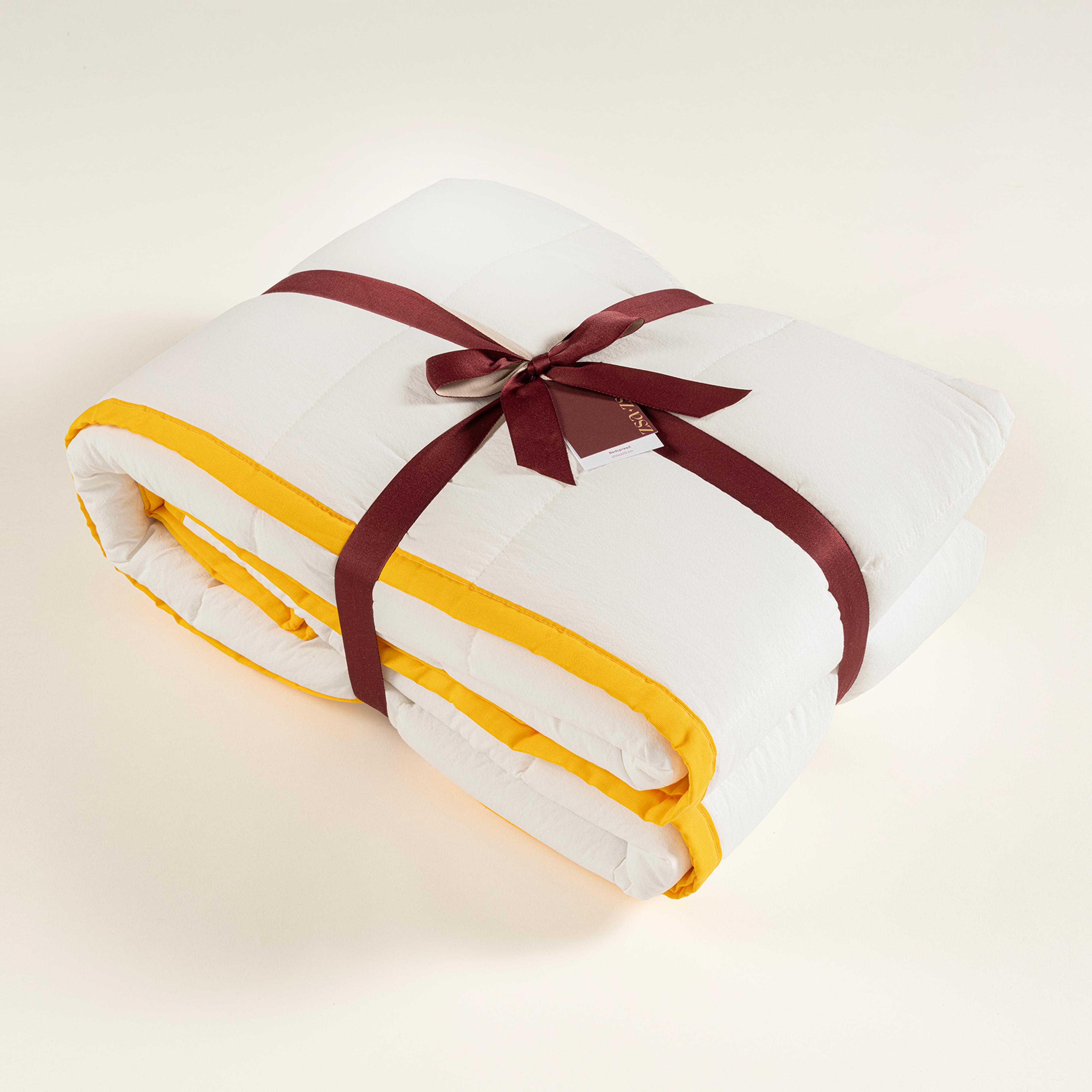 Faro Kapitoneli Çift Kişilik Pamuk %100 Pamuk Yatak Örtüsü 200x220 Cm Ekru - Sarı