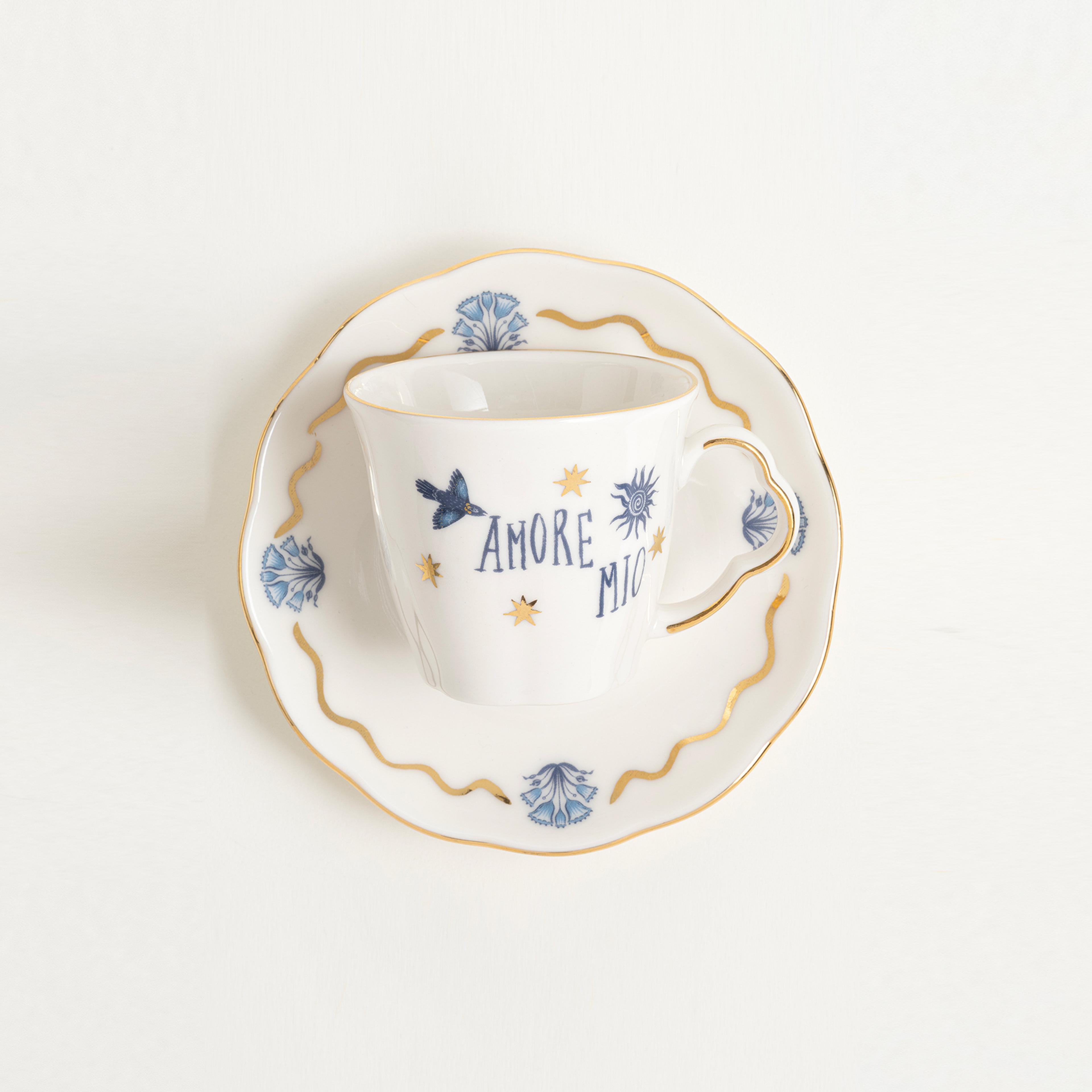 Emet Porselen Kahve Seti 80 Ml Mavi