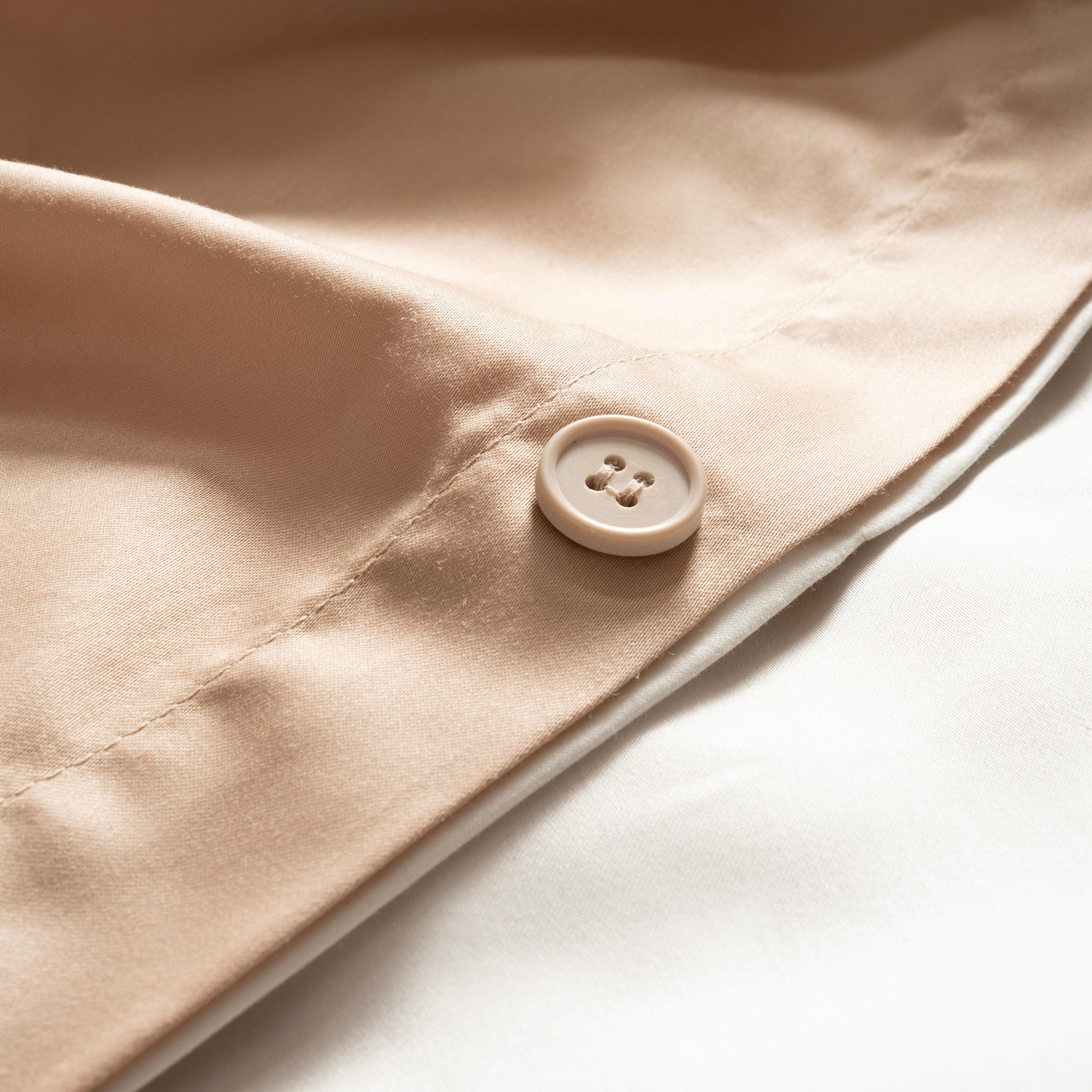 Solıd 300 Tc Çift Taraflı Tek Kişilik Pamuk Saten %100 Pamuk Saten Nevresim Seti 160x220 Cm Ekru - Kum Rengi