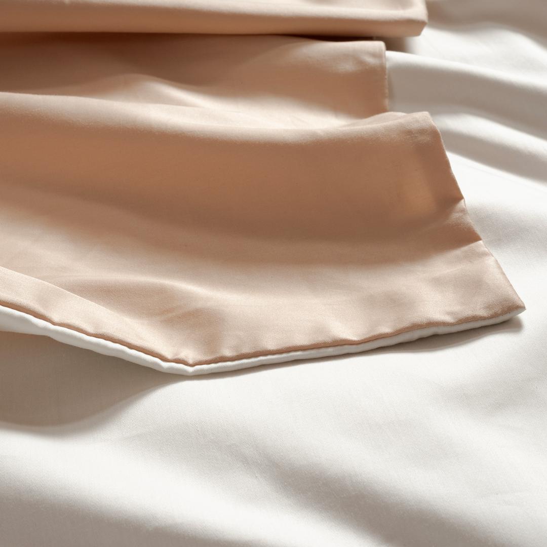 Solıd 300 Tc Çift Taraflı Çift Kişilik Pamuk Saten %100 Pamuk Saten Nevresim Seti 200x220 Cm Ekru - Kum Rengi