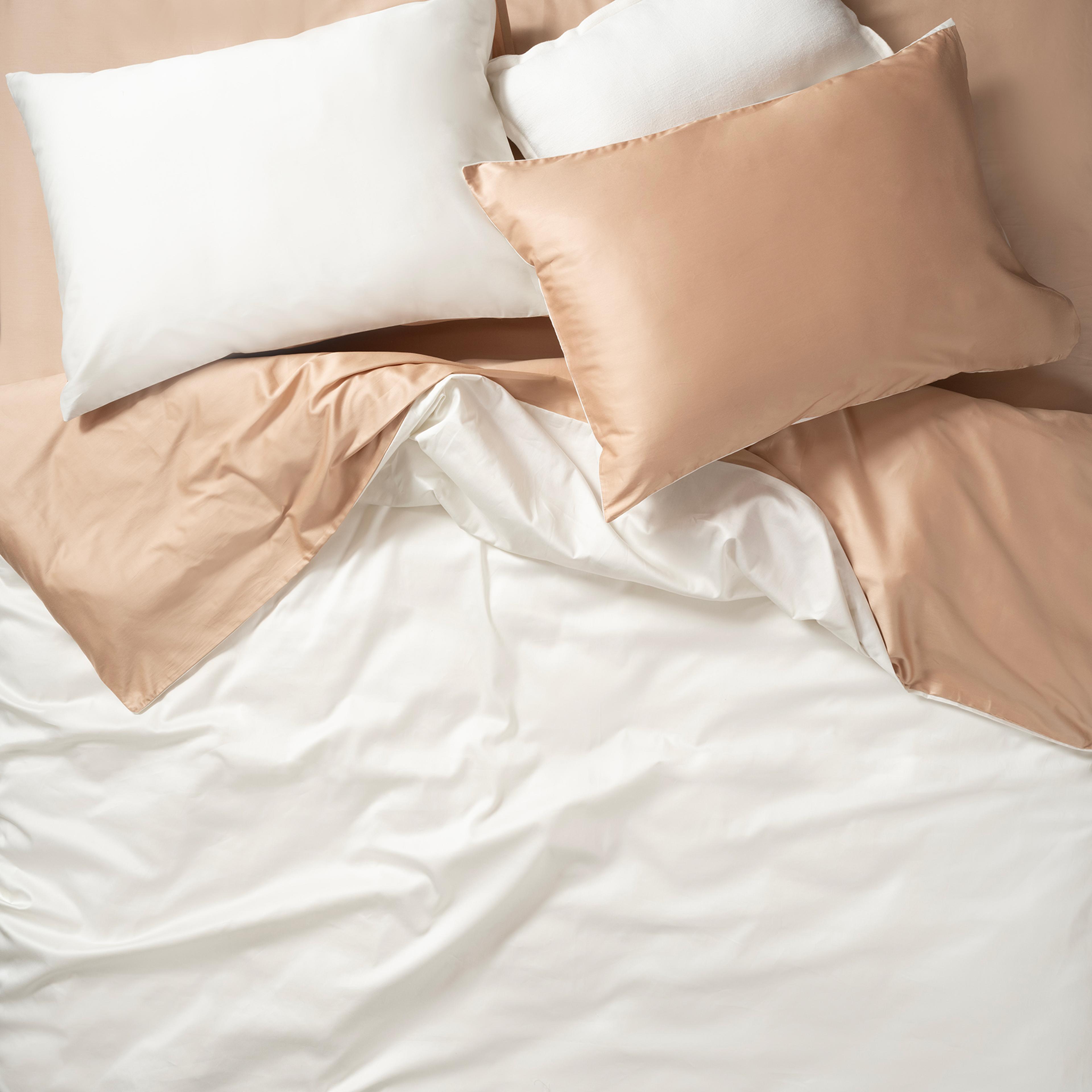 Solıd 300 Tc Çift Taraflı Kıng Sıze Pamuk Saten %100 Pamuk Saten Nevresim Seti 240x220 Cm Ekru - Kum Rengi