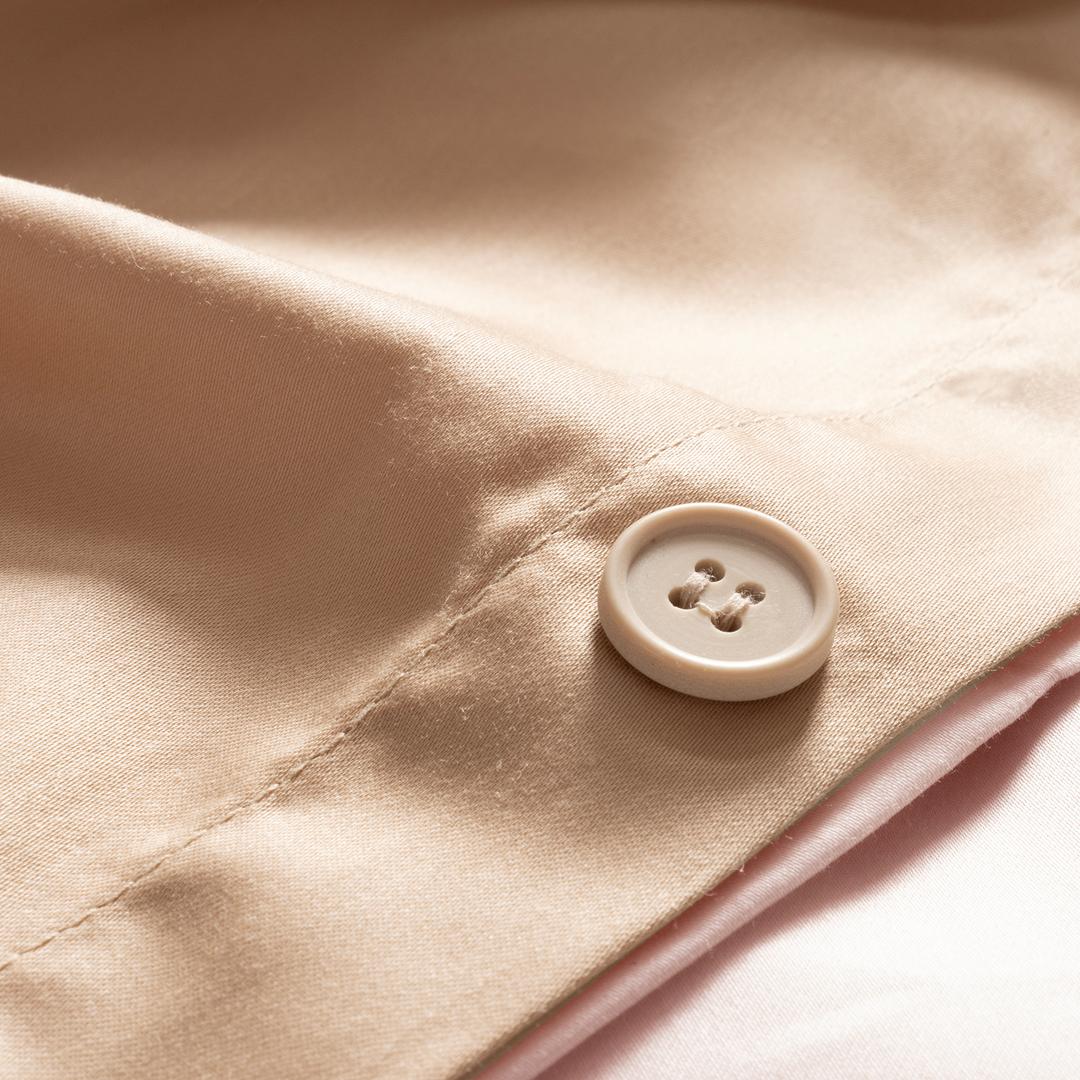 Solıd 300 Tc Çift Taraflı Çift Kişilik Pamuk Saten %100 Pamuk Saten Nevresim Seti 200x220 Cm Pembe - Kum Rengı