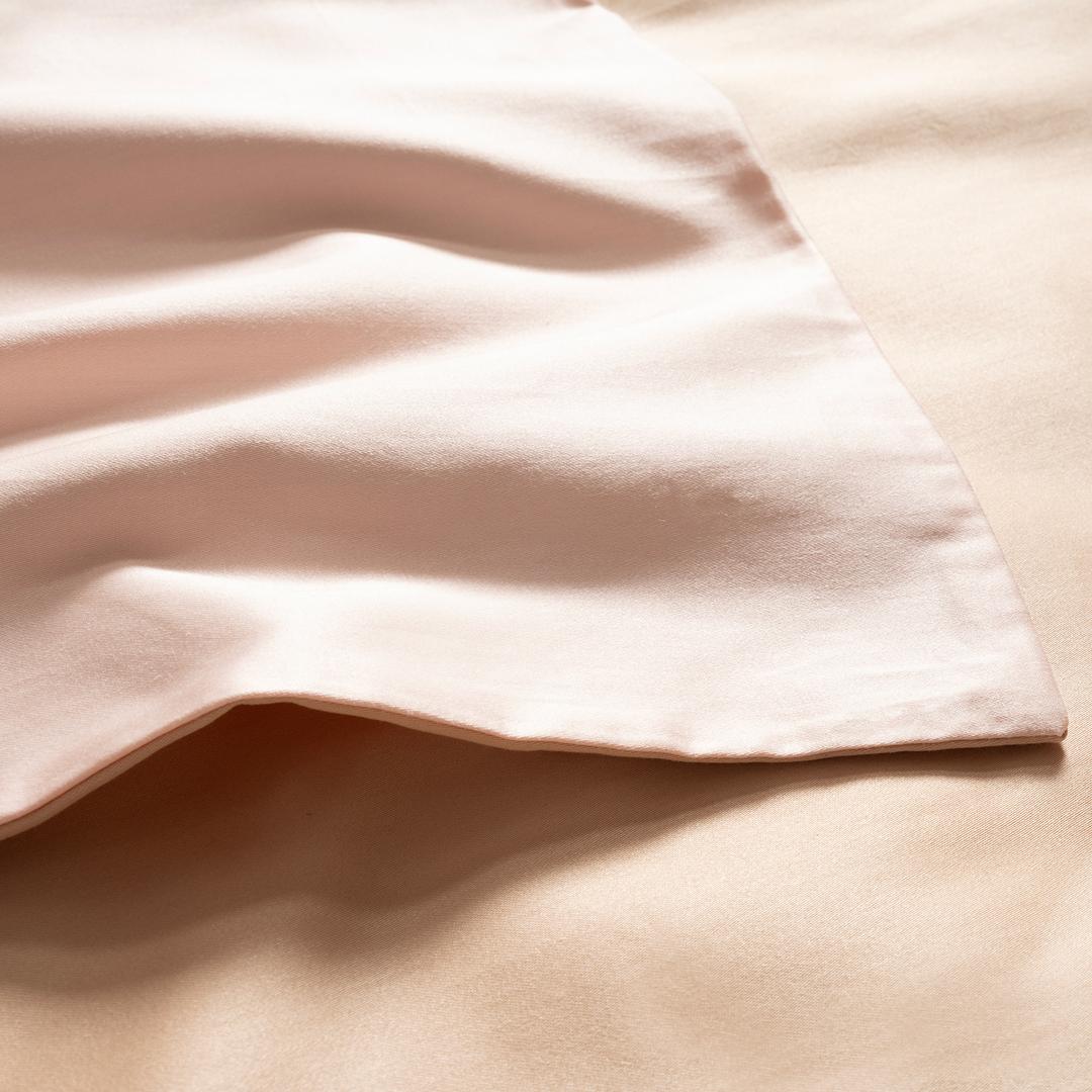 Solıd 300 Tc Çift Taraflı E.kıng Sıze Pamuk Saten %100 Pamuk Saten Nevresim Seti 260x220 Cm Pembe - Kum Rengı