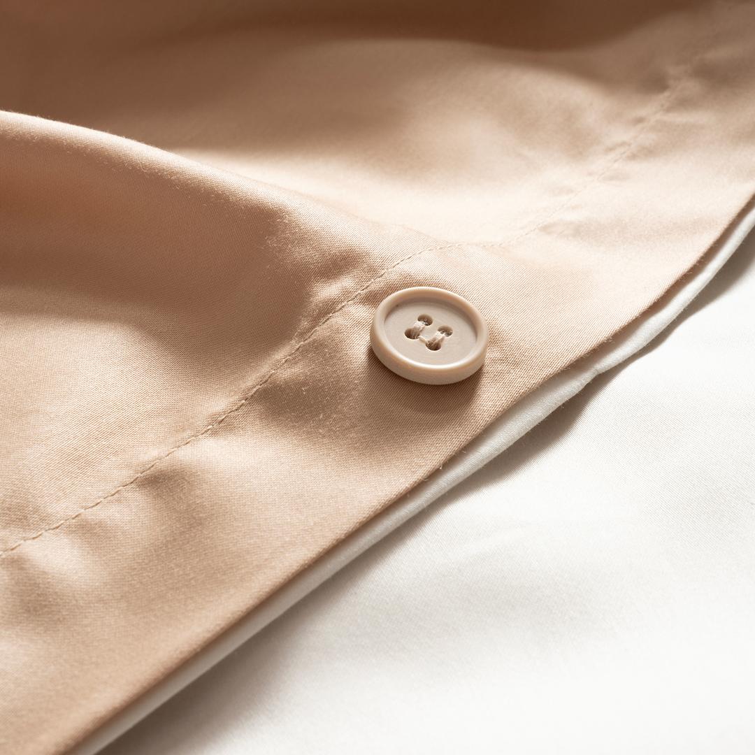 Solıd 300 Tc Çift Taraflı E.kıng Sıze Pamuk Saten %100 Pamuk Saten Nevresim Seti 260x220 Cm Ekru - Kum Rengi