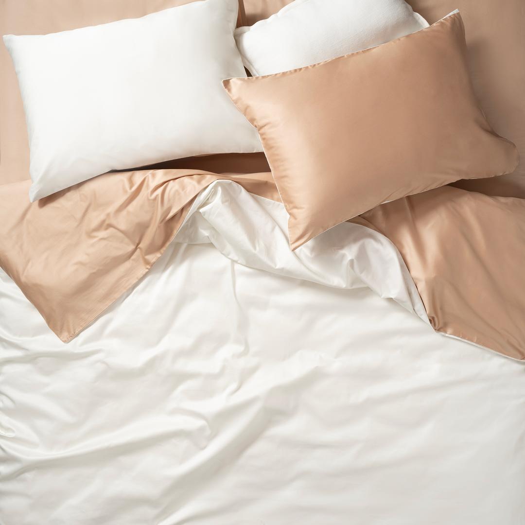 Solıd 300 Tc Çift Taraflı E.kıng Sıze Pamuk Saten %100 Pamuk Saten Nevresim Seti 260x220 Cm Ekru - Kum Rengi