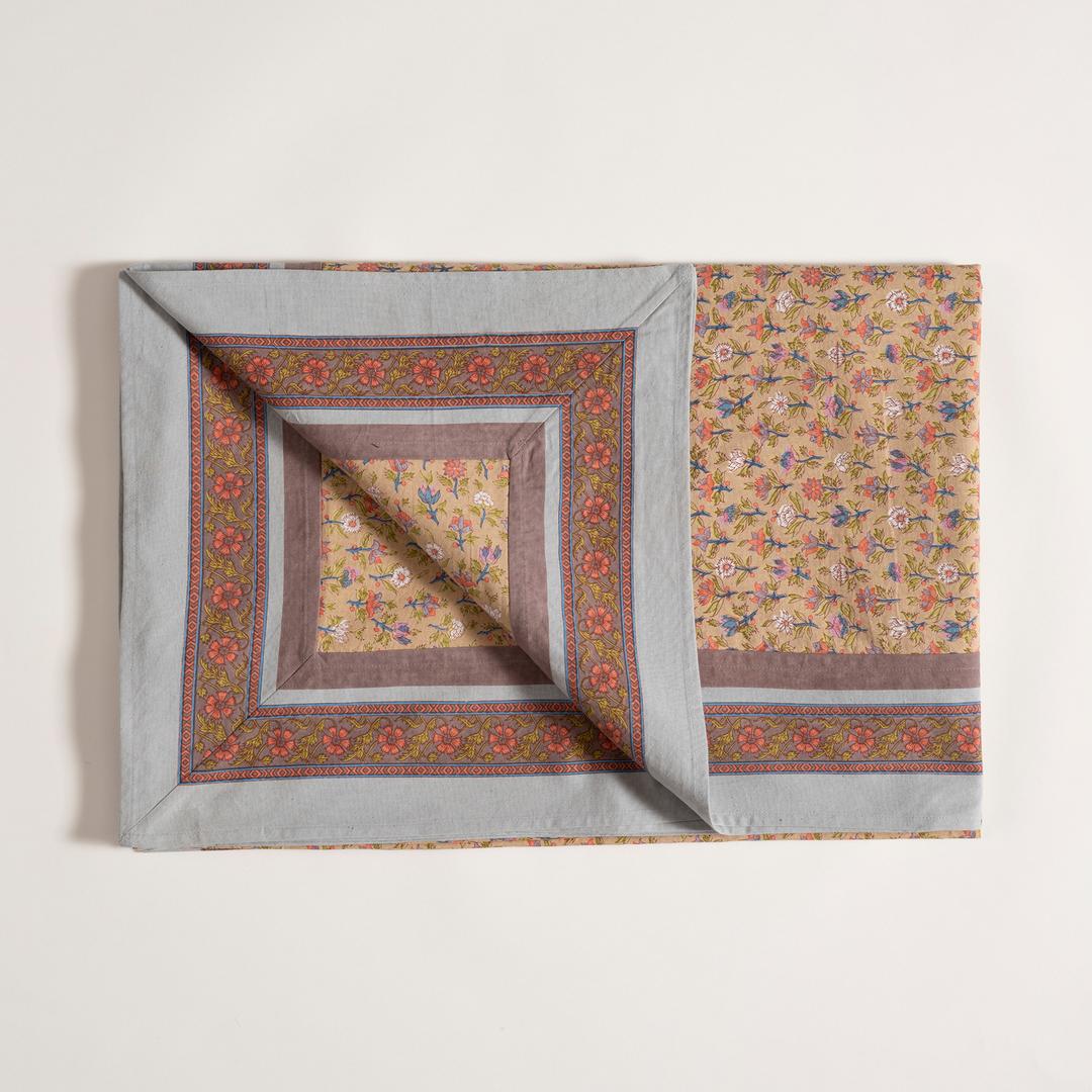 Gaya Baskılı Pamuk %100 Pamuk Masa Örtüsü 150x150 Cm Sarı