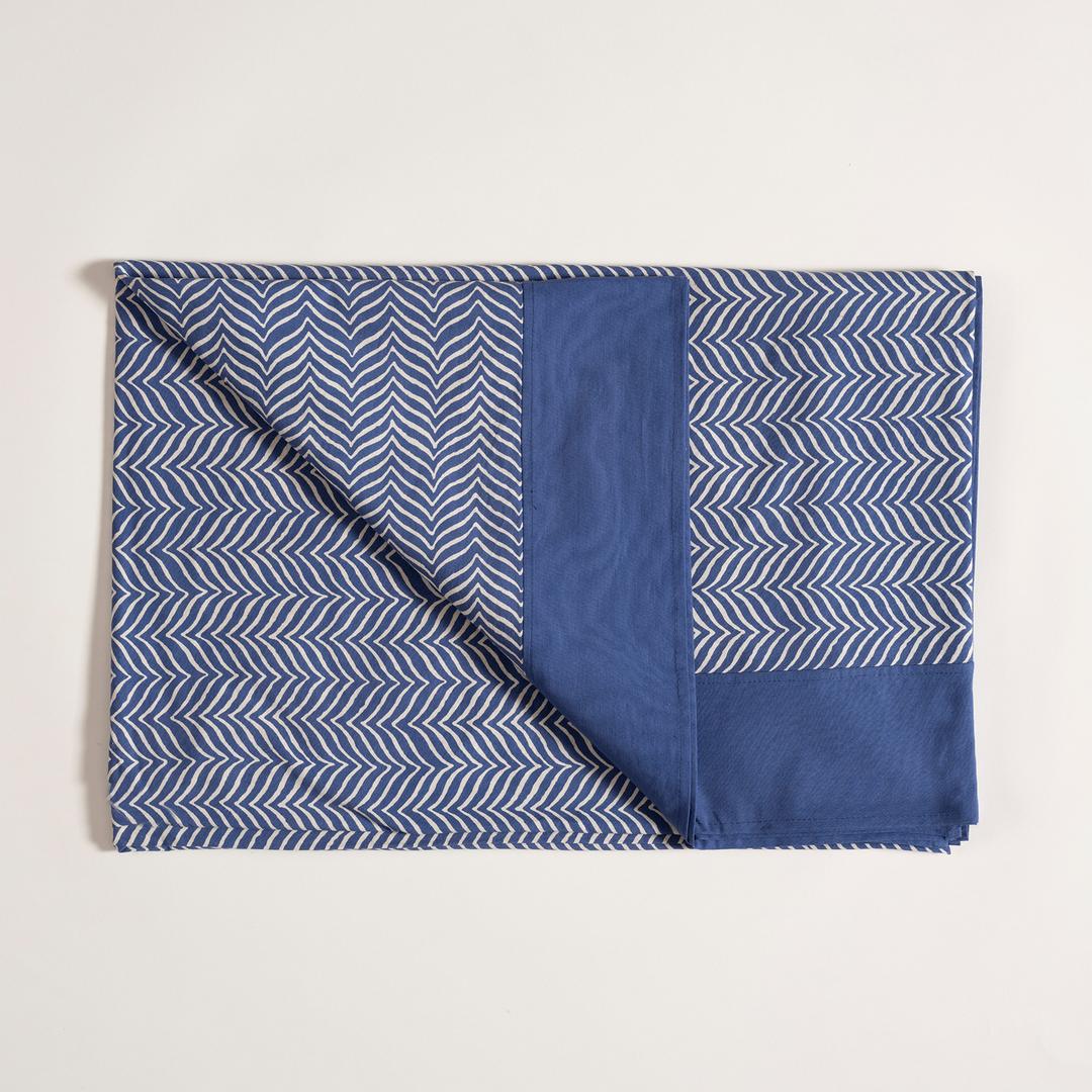 Gaya Baskılı Pamuk %100 Pamuk Masa Örtüsü 150x150 Cm Mavi