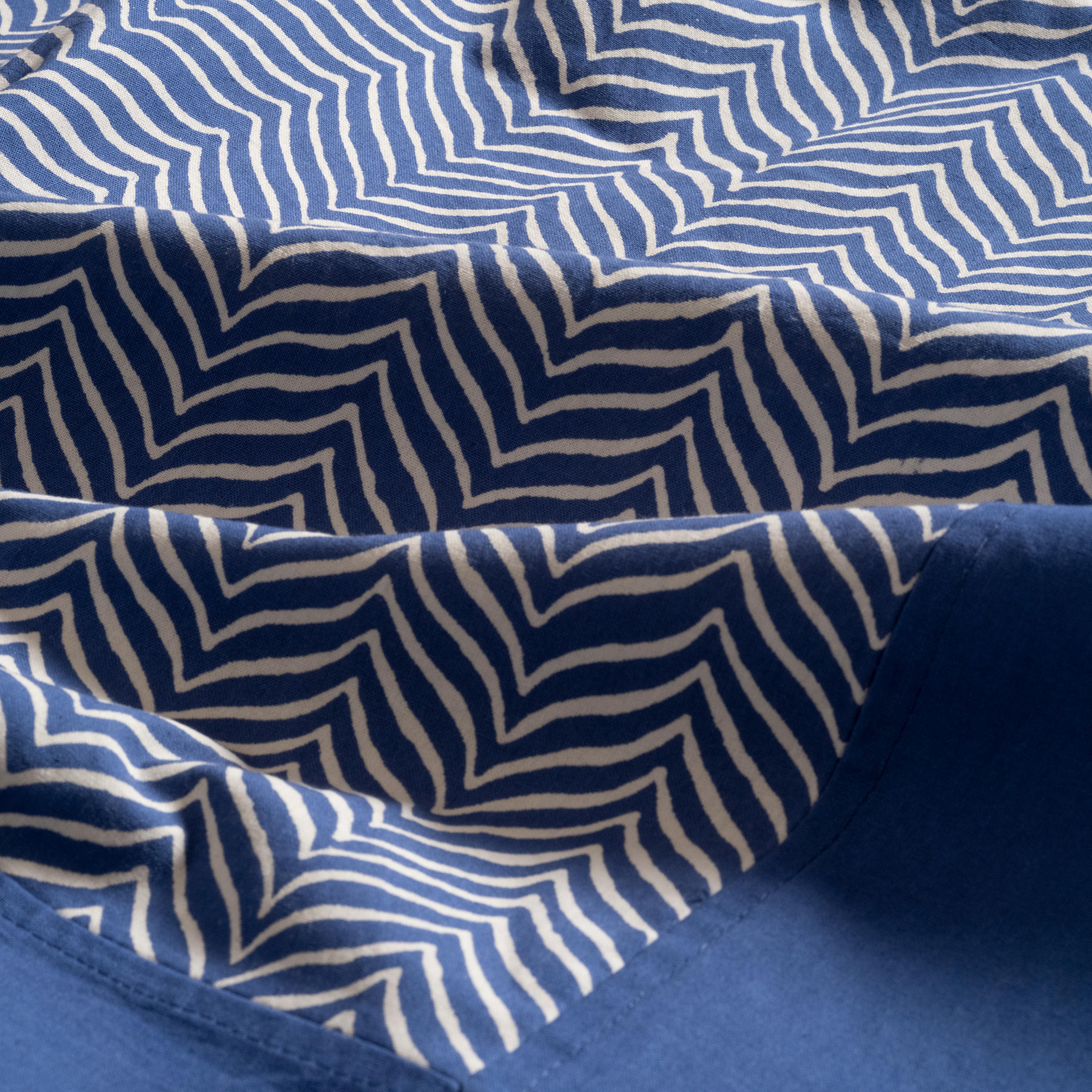 Gaya Baskılı Pamuk %100 Pamuk Masa Örtüsü 150x150 Cm Mavi