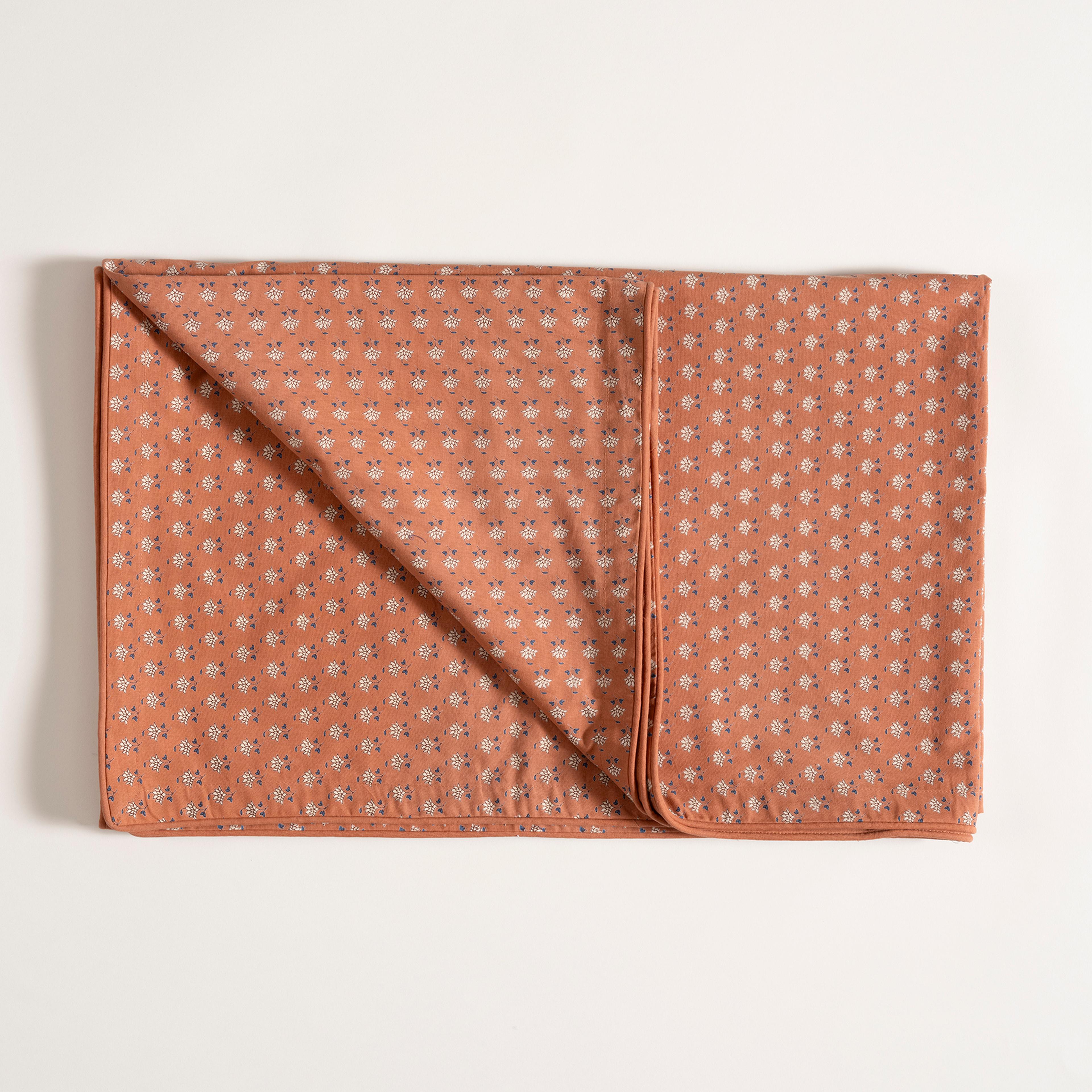 Gaya Baskılı Pamuk %100 Pamuk Masa Örtüsü 150x225 Cm Turuncu