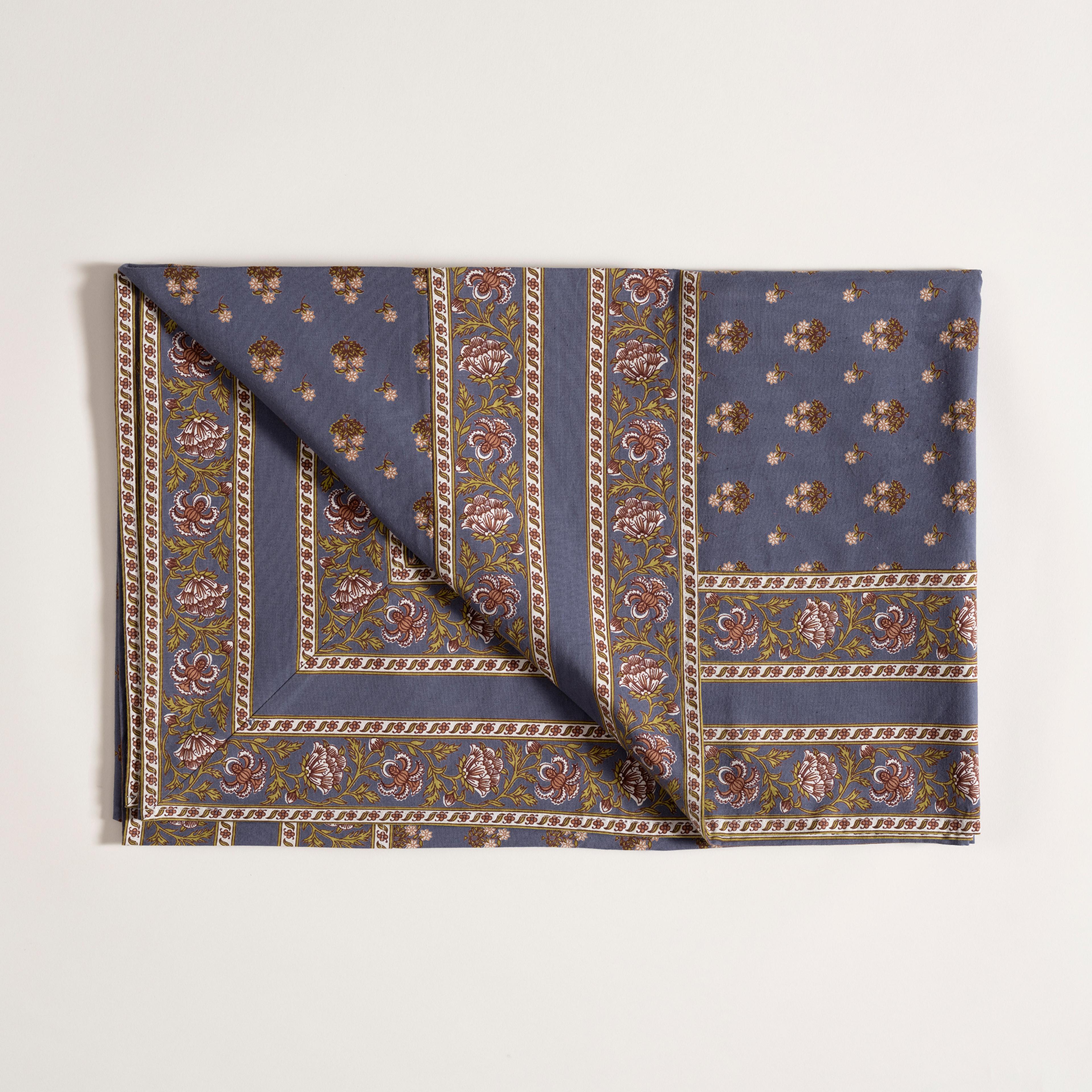 Gaya Baskılı Pamuk %100 Pamuk Masa Örtüsü 150x225 Cm Lacivert