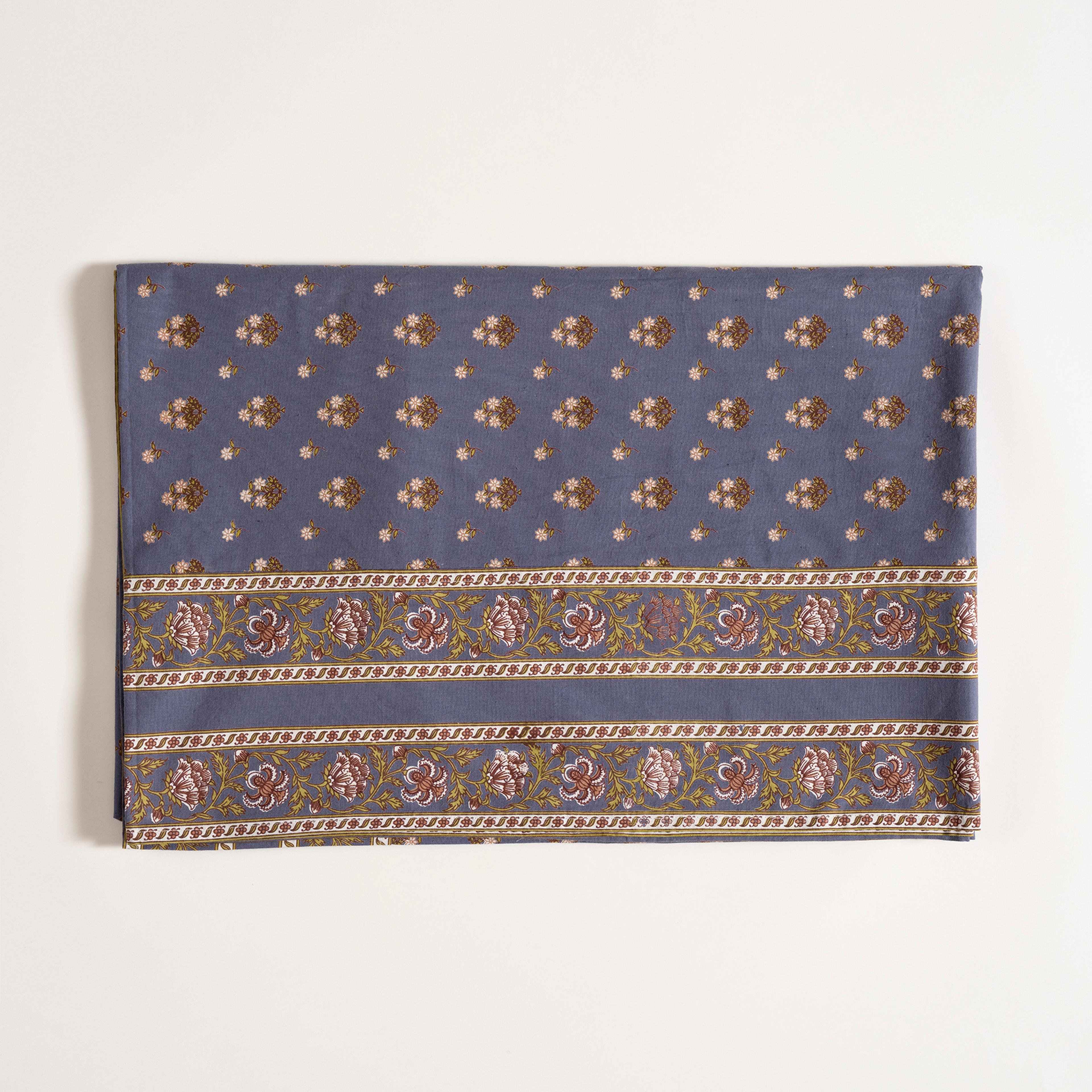 Gaya Baskılı Pamuk %100 Pamuk Masa Örtüsü 150x225 Cm Lacivert