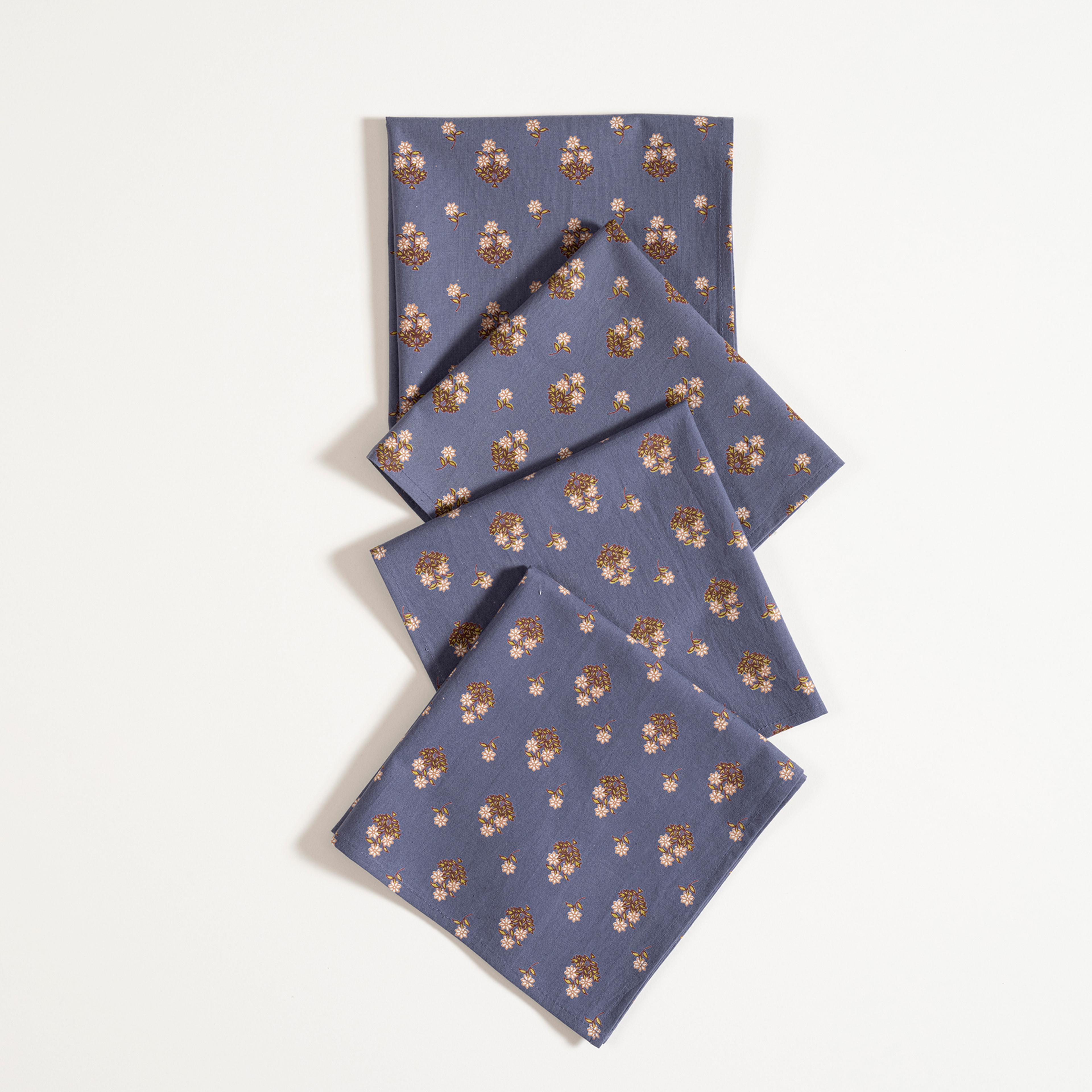 Gaya Baskılı 4'lü Pamuk %100 Pamuk Peçete 43x43 Cm Lacivert