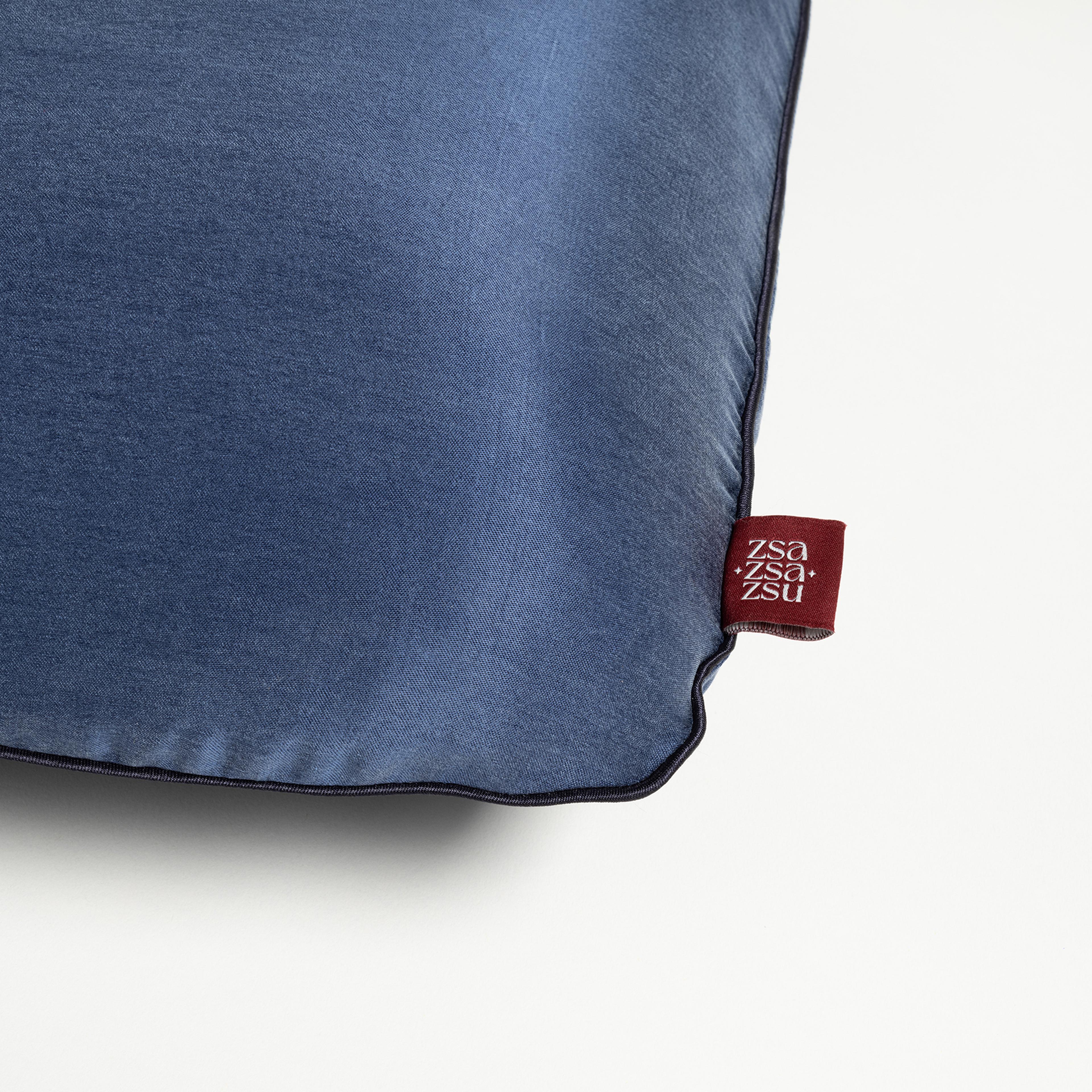 Lefke Klasik Model Viskon Visko Yastık 60x40x13 Cm Lacivert